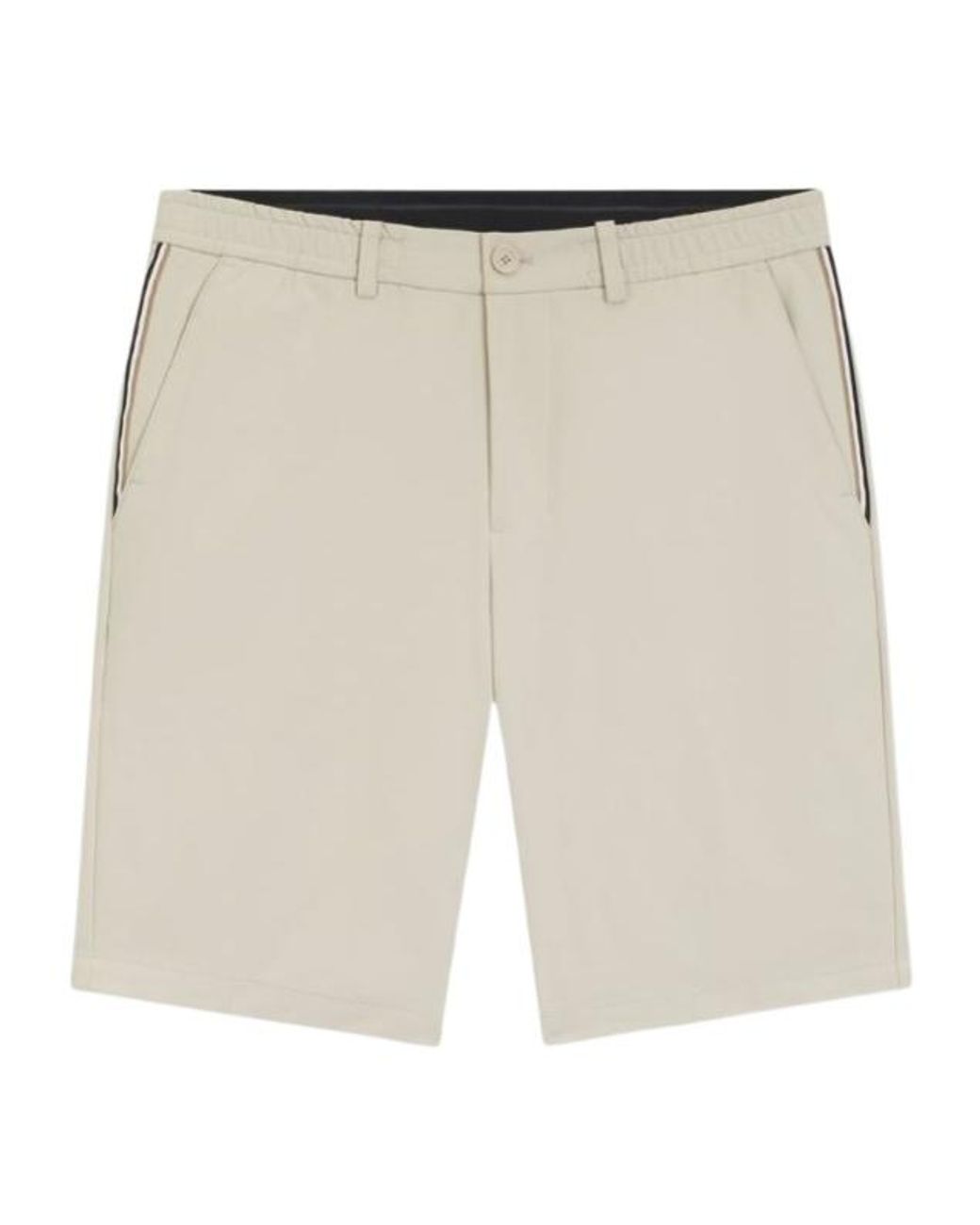 Boss White Logo-Patch Side-Stripe Shorts for men