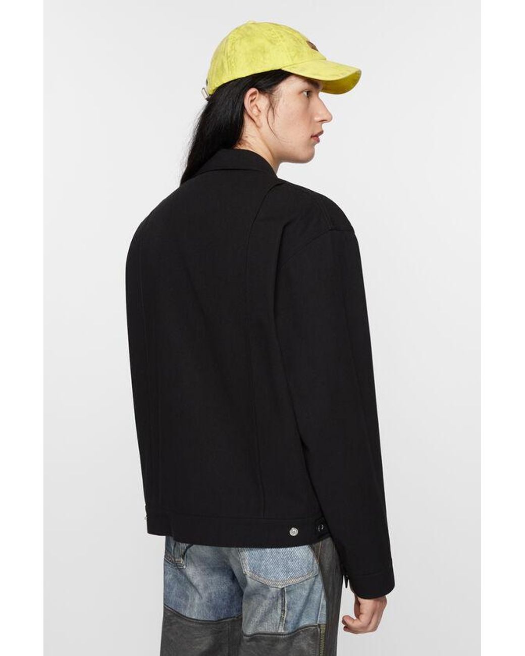 Acne Black Classic-Collar Shirt Jacket for men