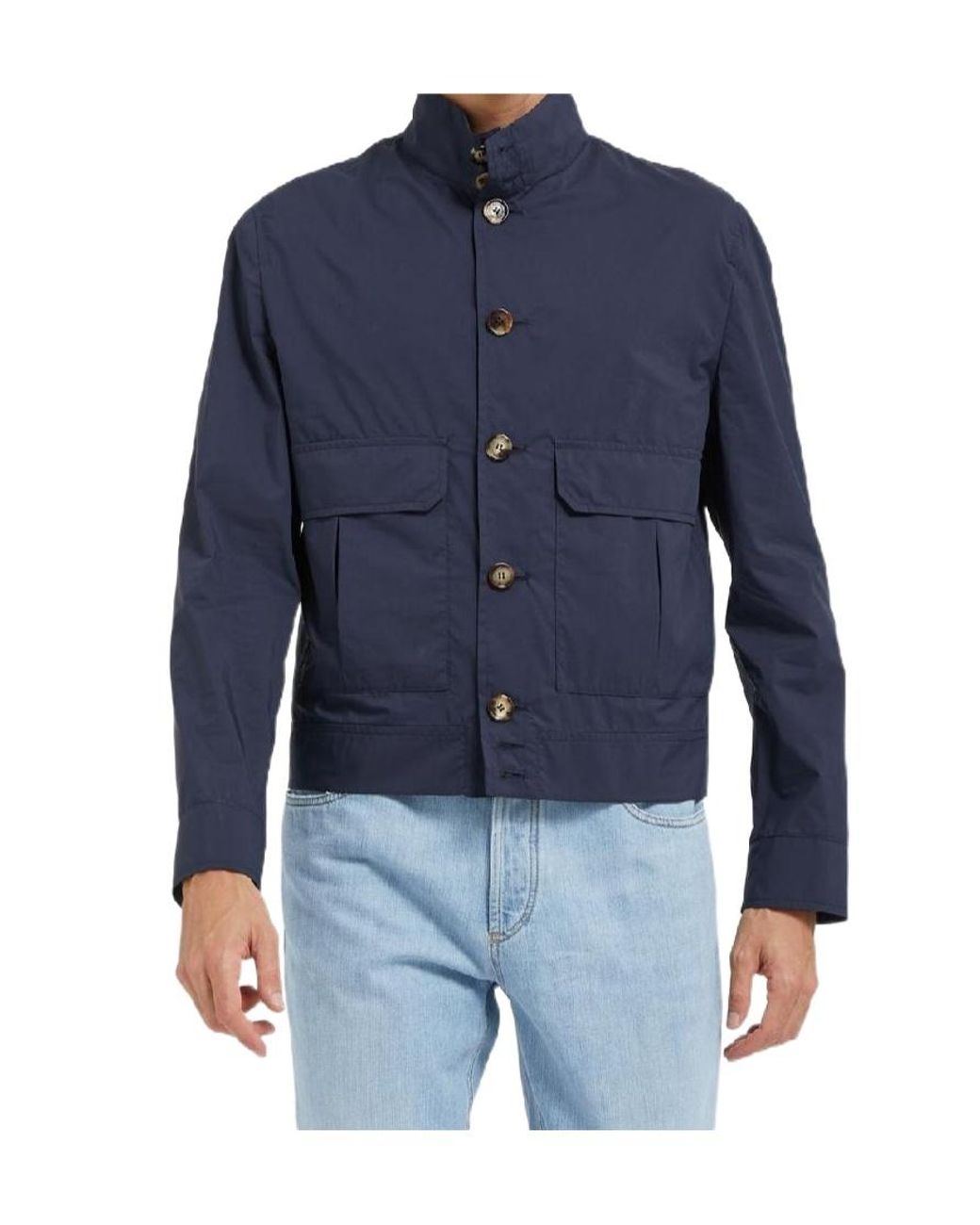 Brunello Cucinelli Blue Long Sleeve Jacket for men