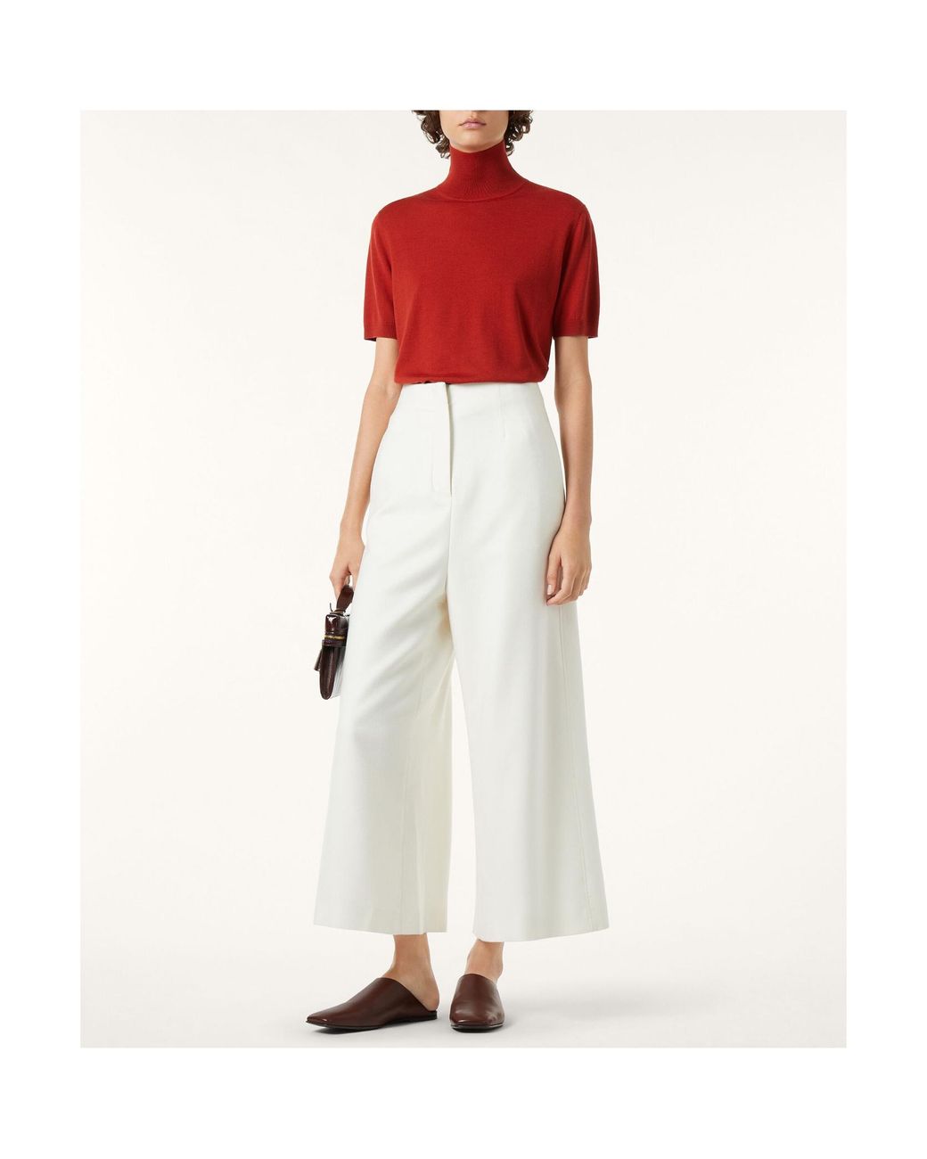 Loro Piana Red Short-Sleeved Turtleneck Sweater