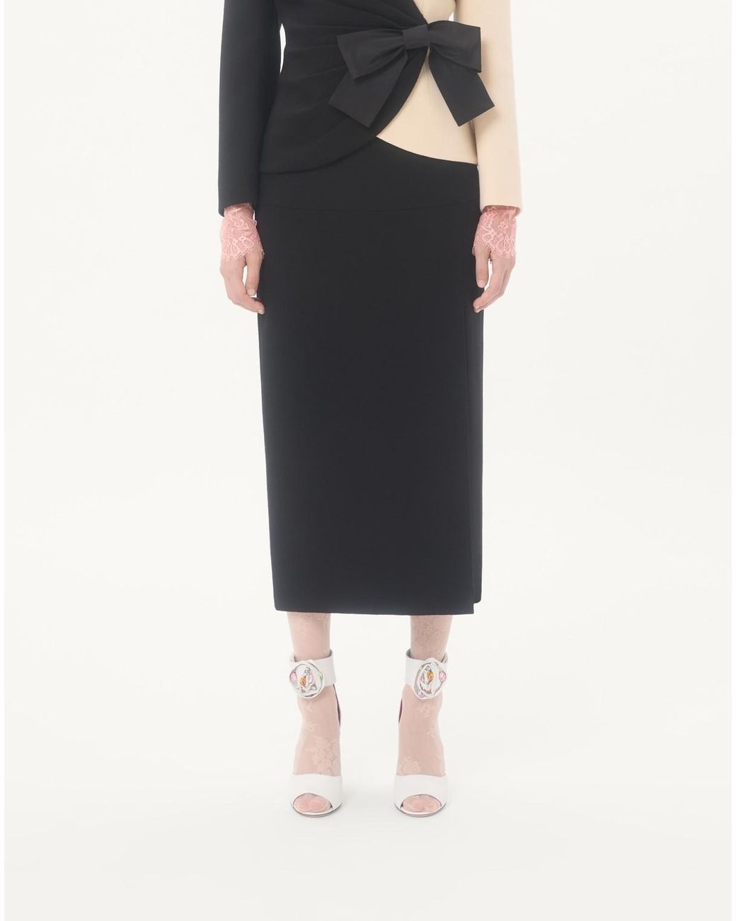 Valentino Black Side Slit Midi Skirt