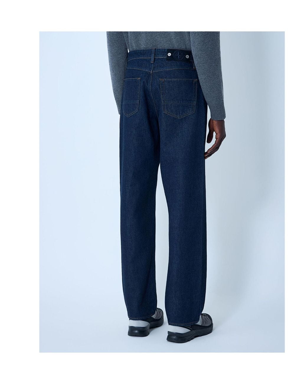 Stone Island Blue Compass-Badge Wide Leg Jeans for men