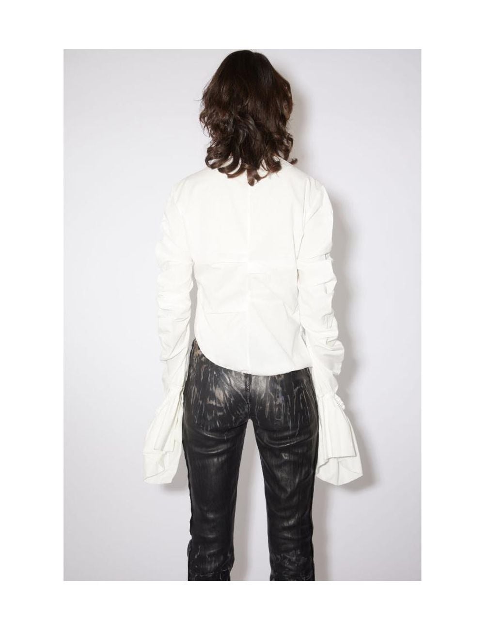 Acne White Draped Asymmetric Cotton Blouse