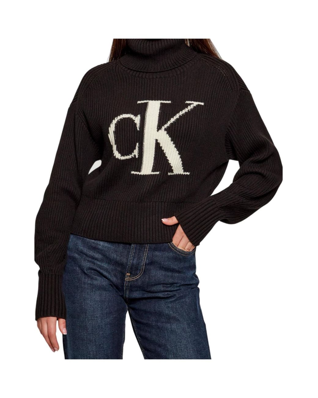 Calvin Klein Black Turtleneck Knitted Pullover