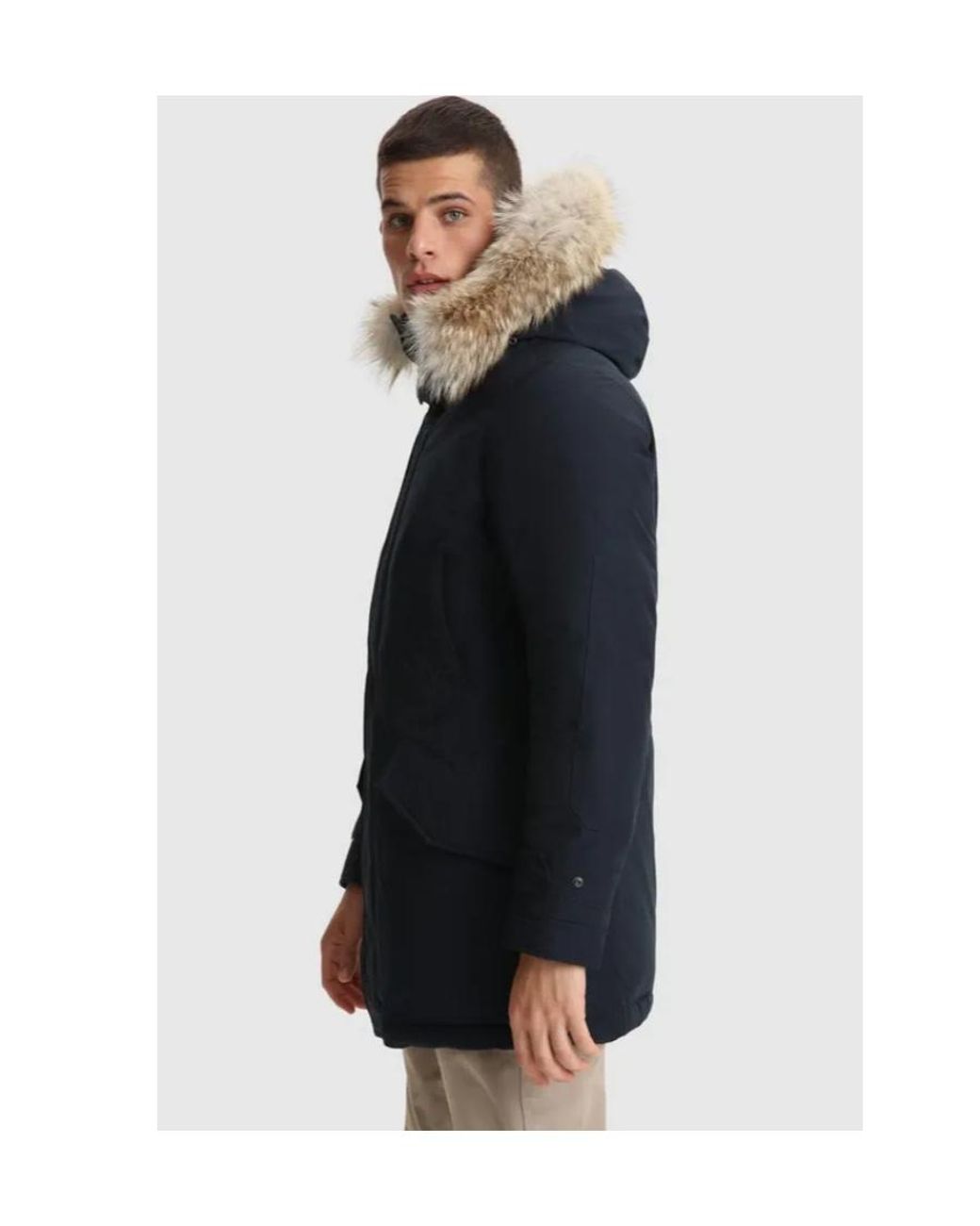 Woolrich Blue Fur Trim Polar Parka for men