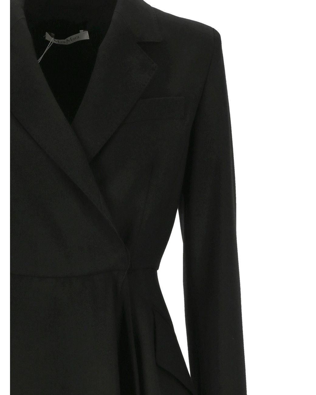 Max Mara Black Pleated Long-Sleeved Blazer Dress