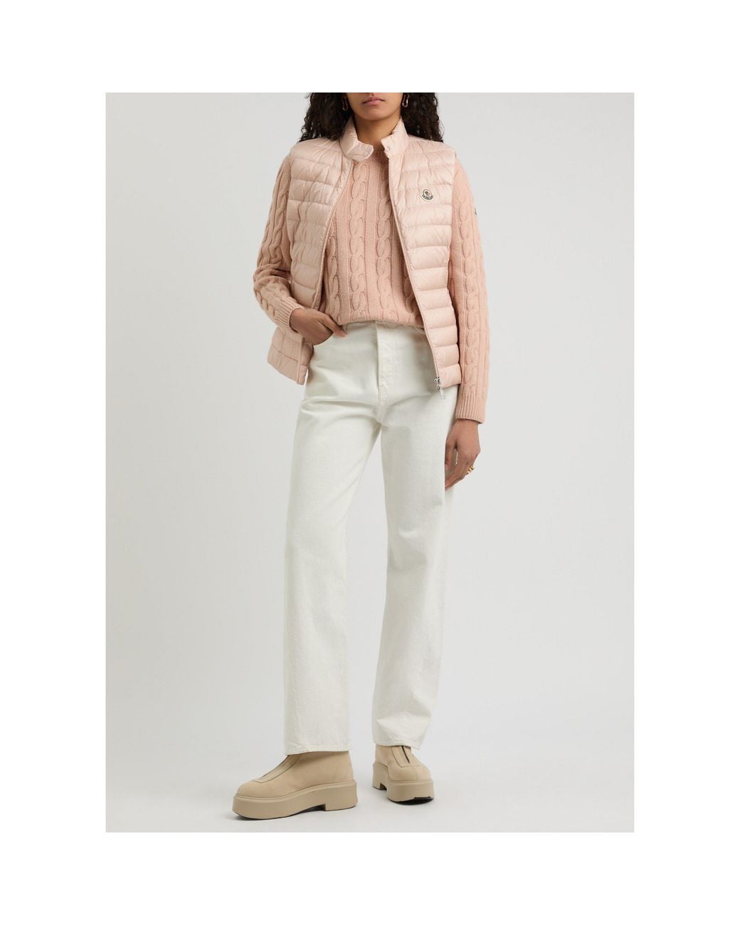 Moncler Pink Wool-Cashmere Cable Knit Jumper