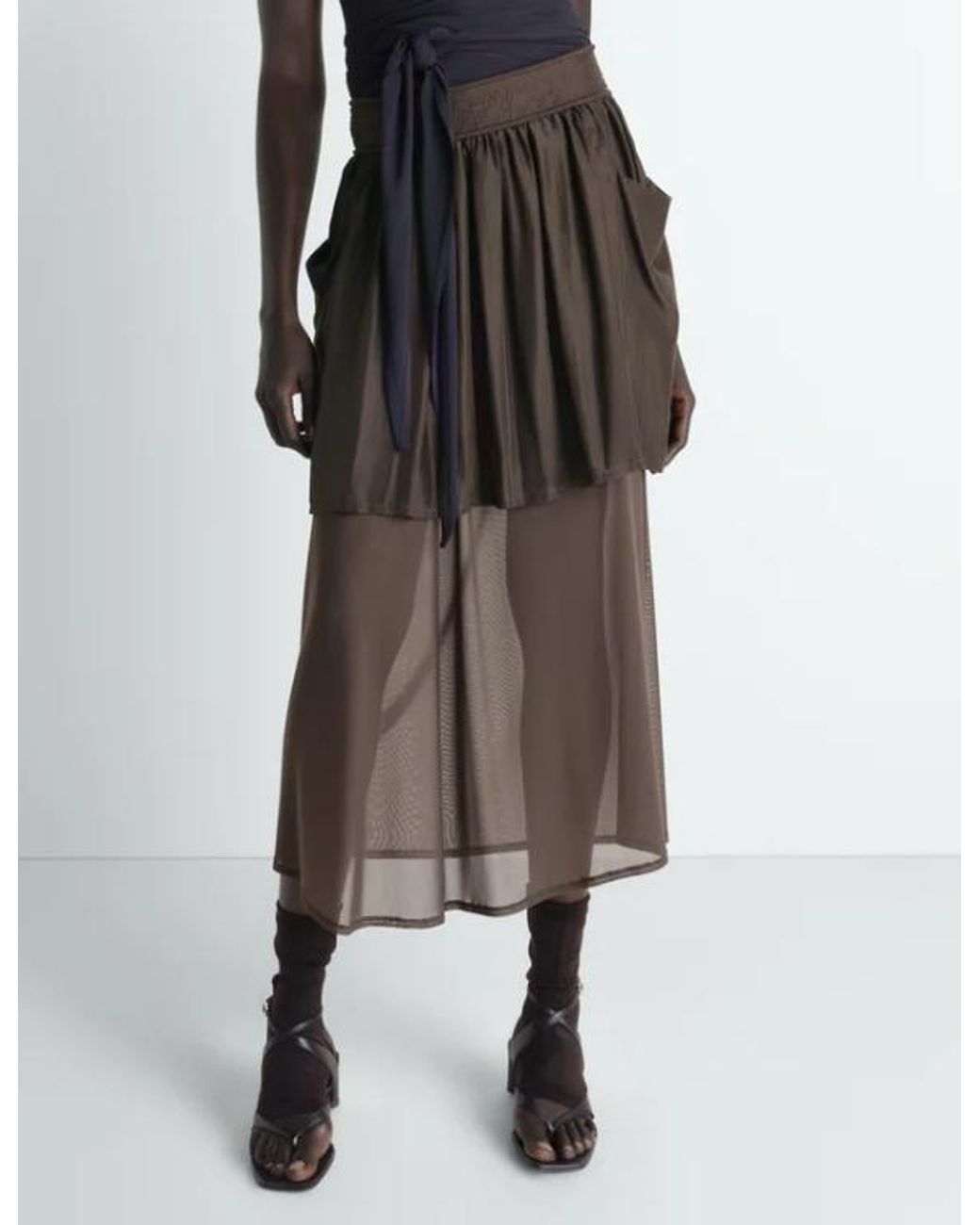 Lemaire Gray Pockets Draped Asymmetric Skirt