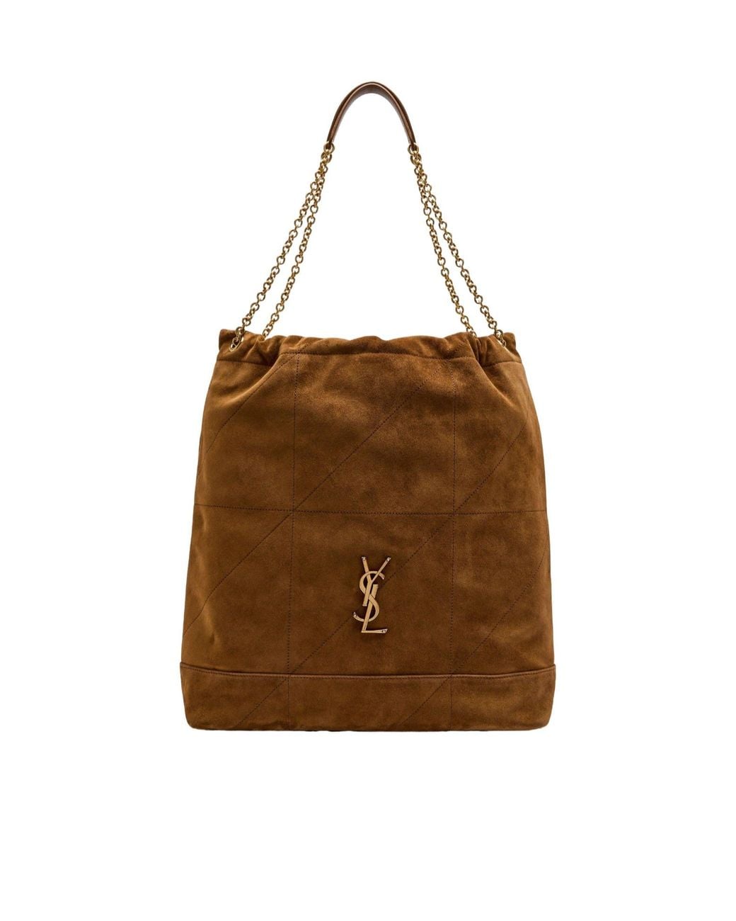 Saint Laurent Brown Diamond-Patterned Suede Tote Bag