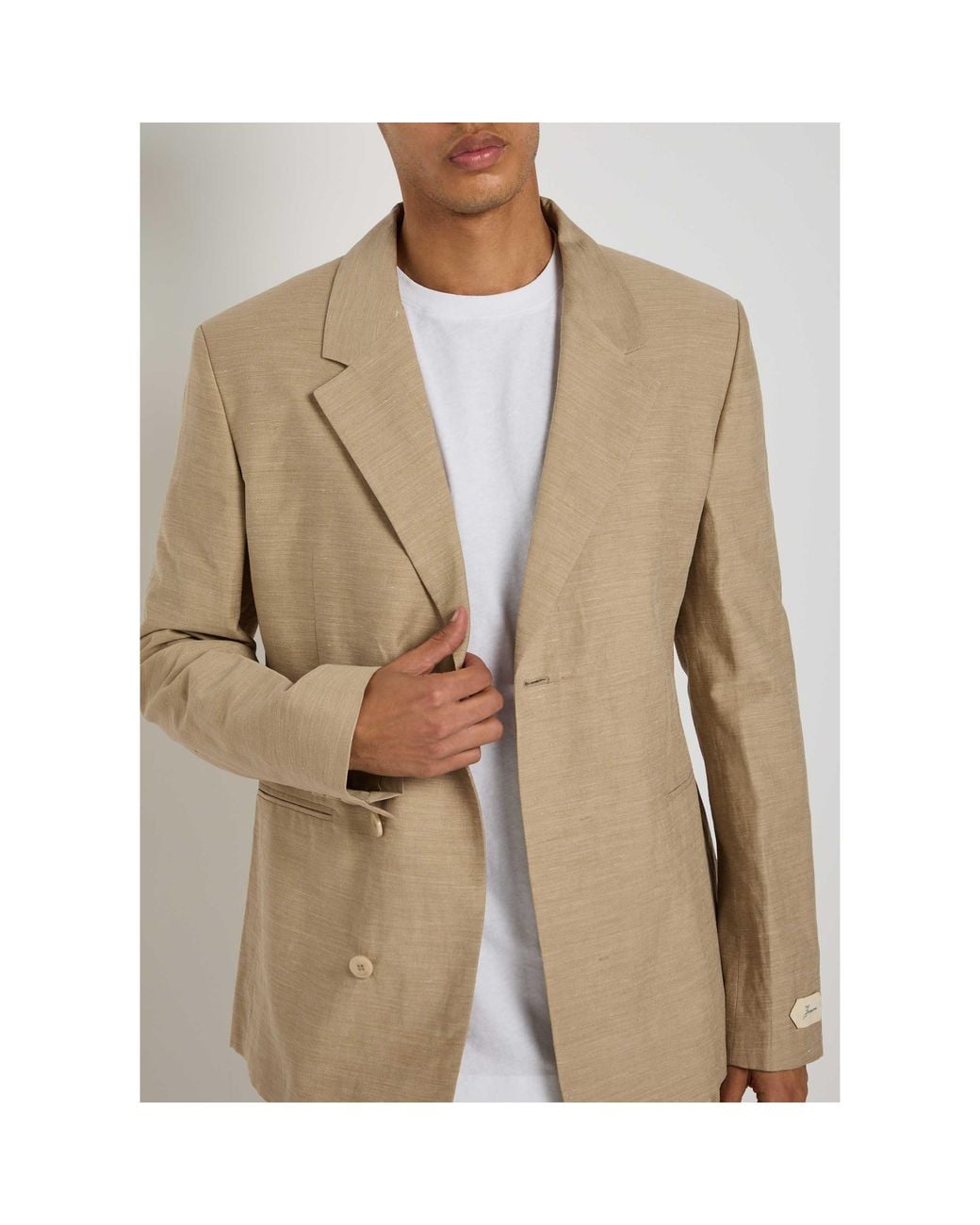 Jacquemus Natural Single-Button Diagonal-Placket Suit Jacket for men