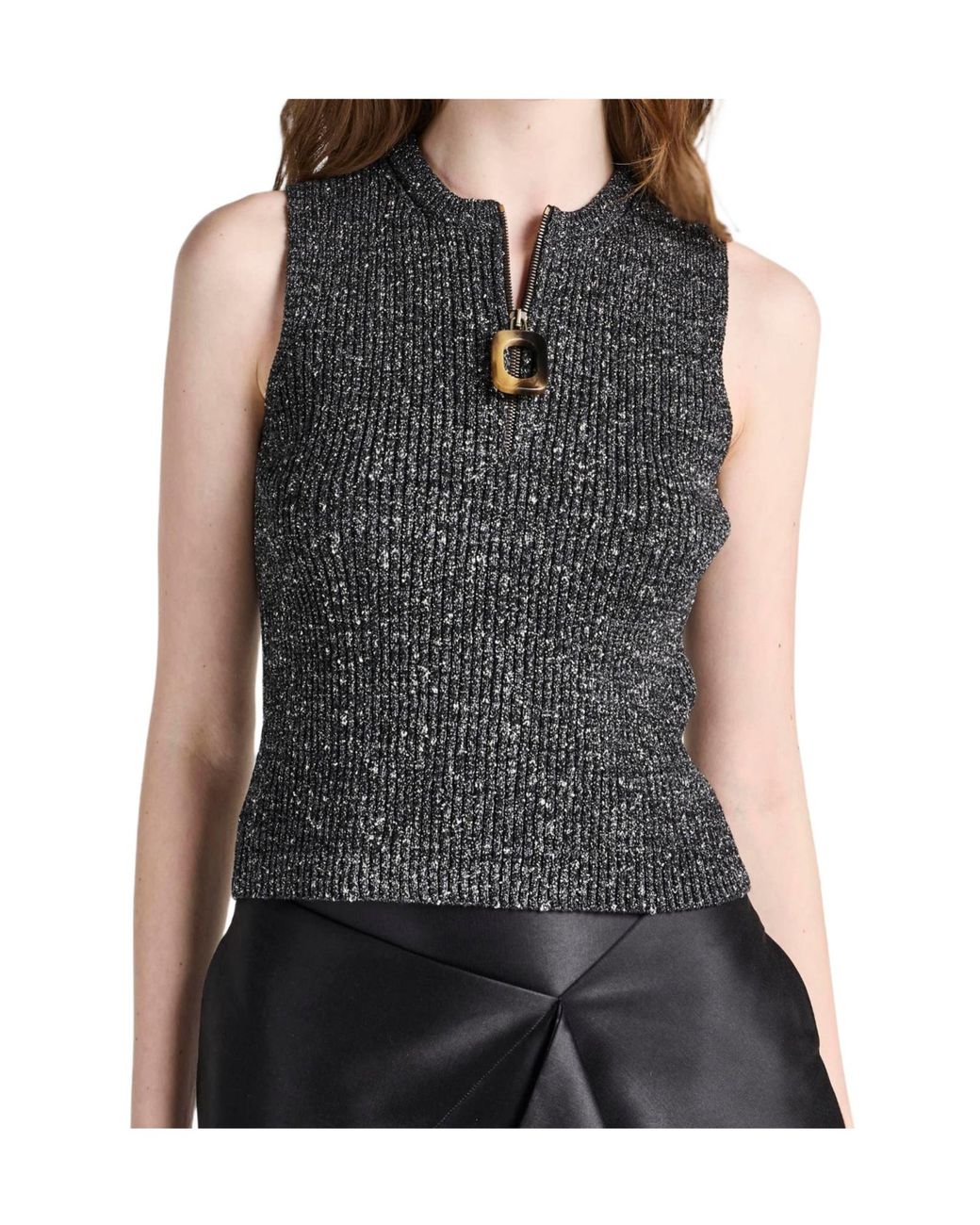 J.W. Anderson Black Ribbed-Knit Zip-Up Vest