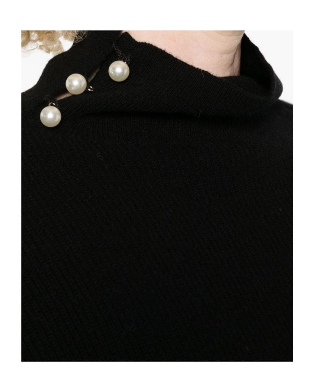 Liu Jo Black Pearl-Embellished Sweater