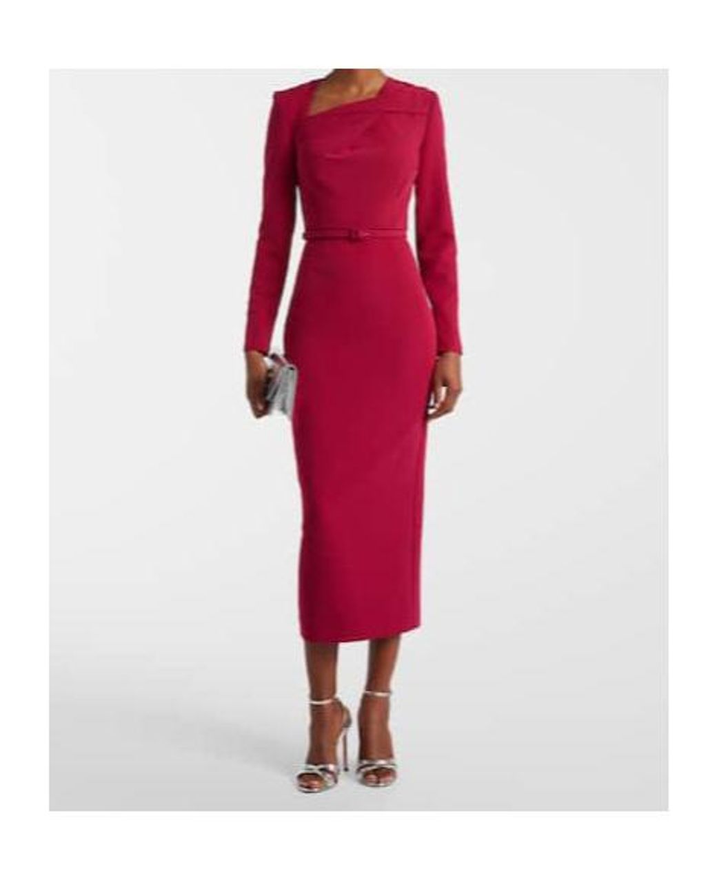 Roland Mouret Red Belted Crêpe Midi Dress
