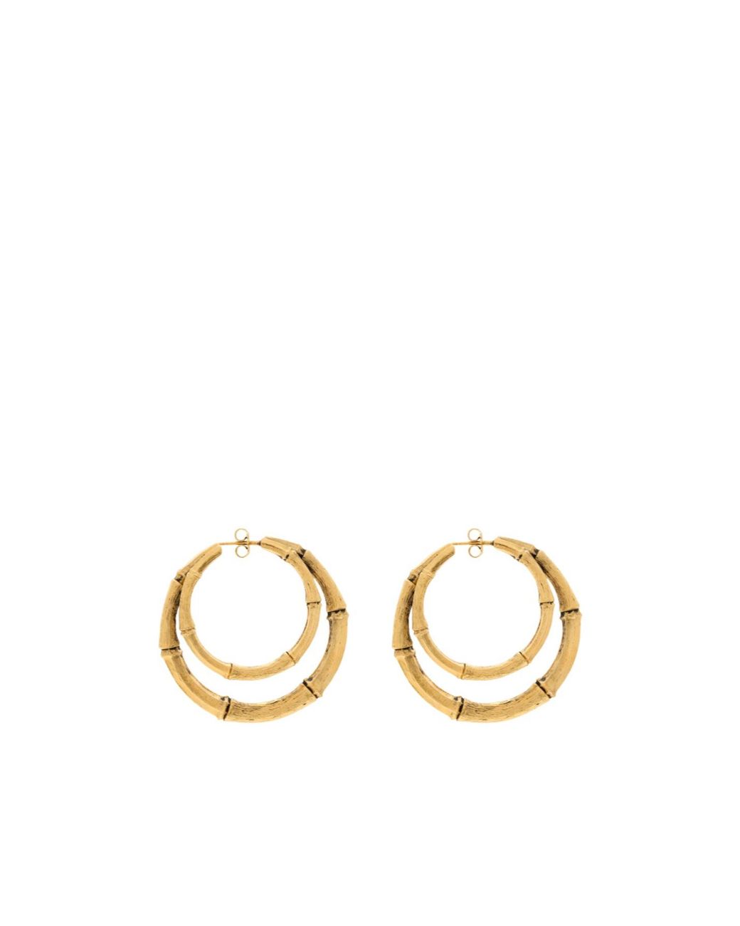 Saint Laurent Metallic Bamboo Double-Hoop Earrings