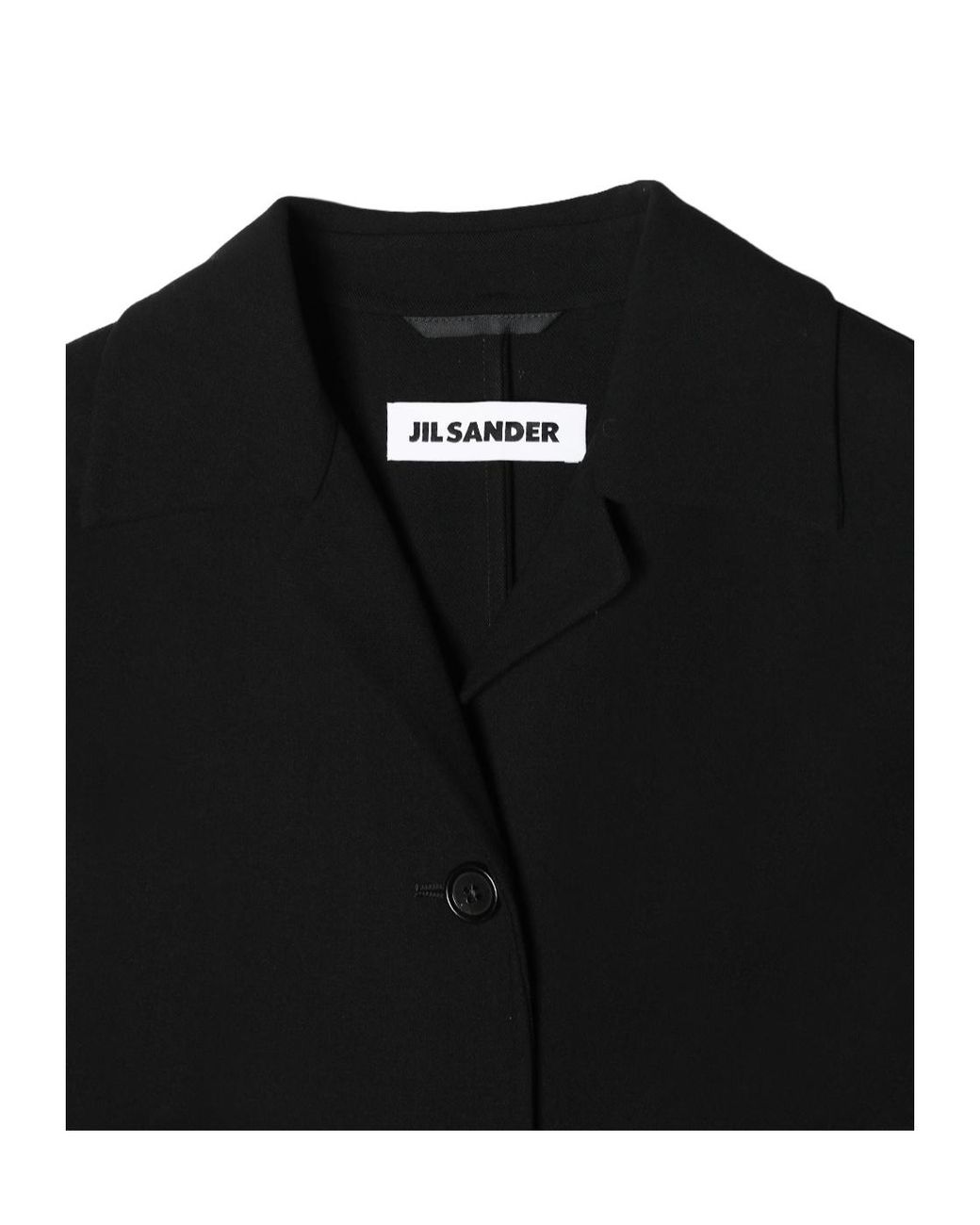 Jil Sander Black Single-Breasted Lapel-Collar Coat