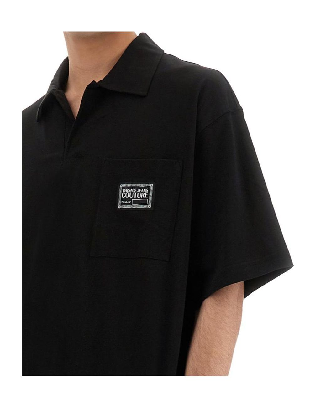 Versace Jeans Black Couture Logo Patch Short-Sleeved Shirt for men