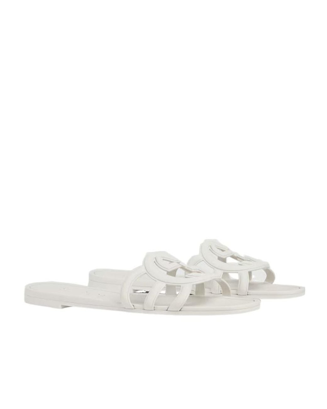 Gucci White Interlocking G Slide Sandals