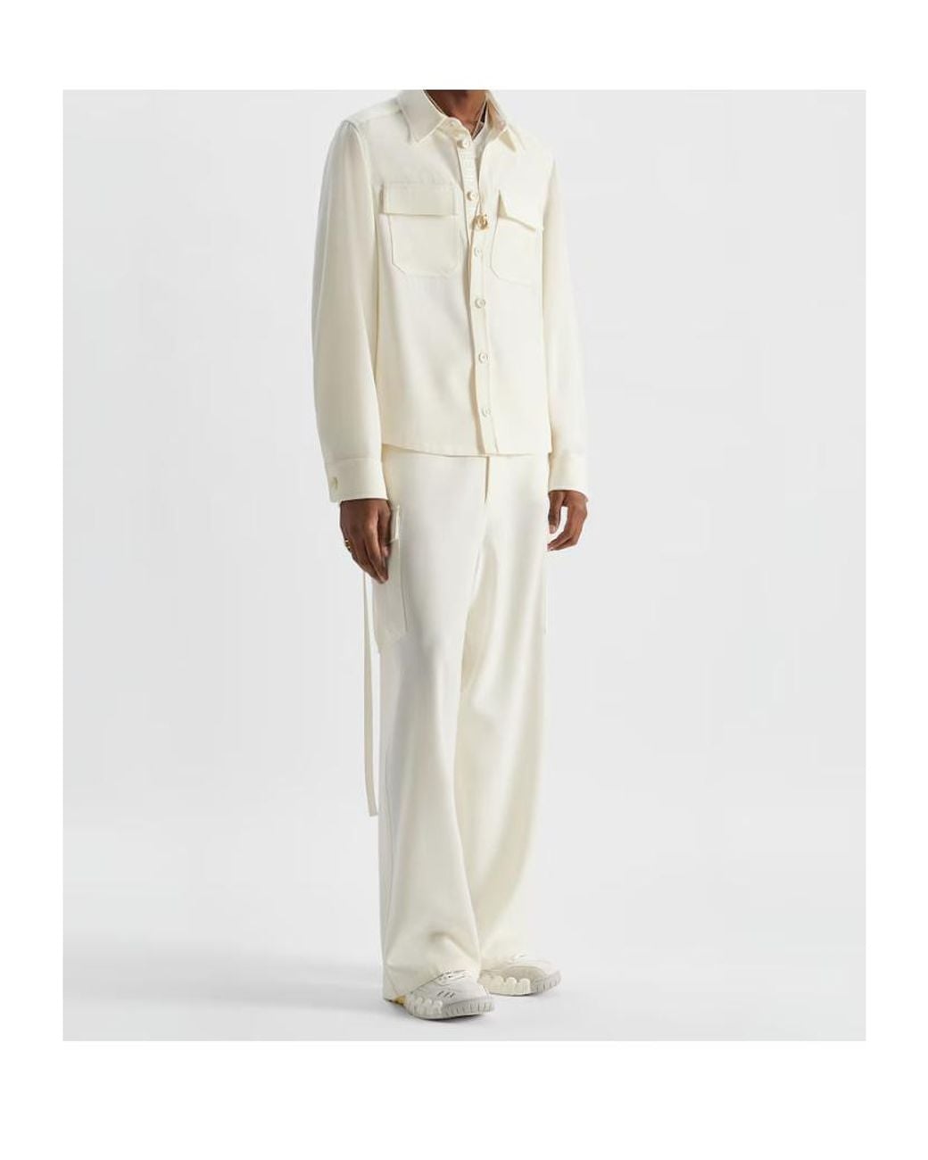 Fendi White Ivory Grain De Poudre Trousers for men