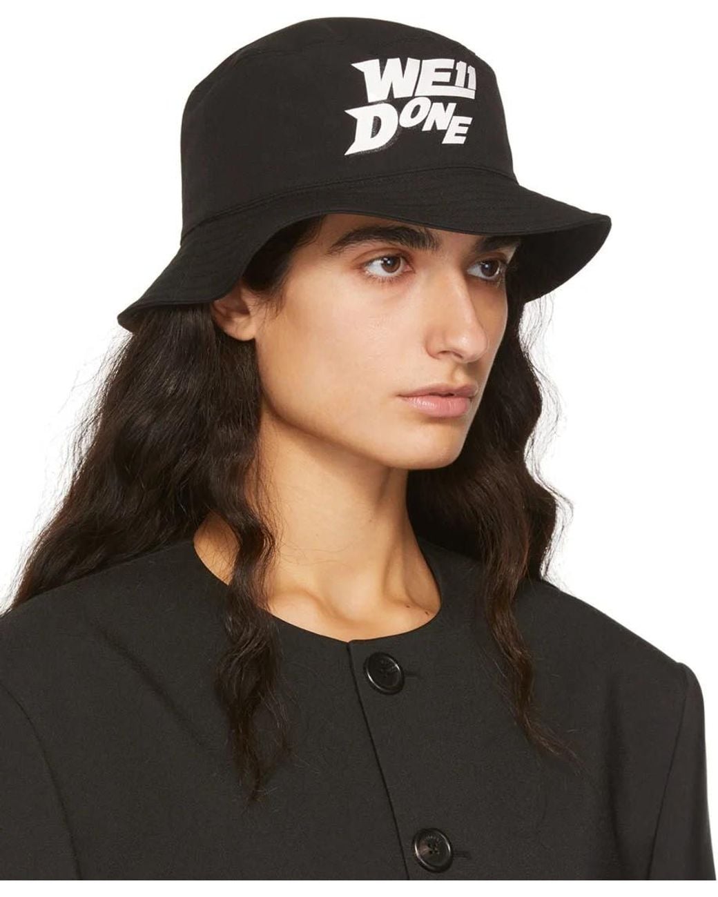 we11done Black Logo Details Hat for men