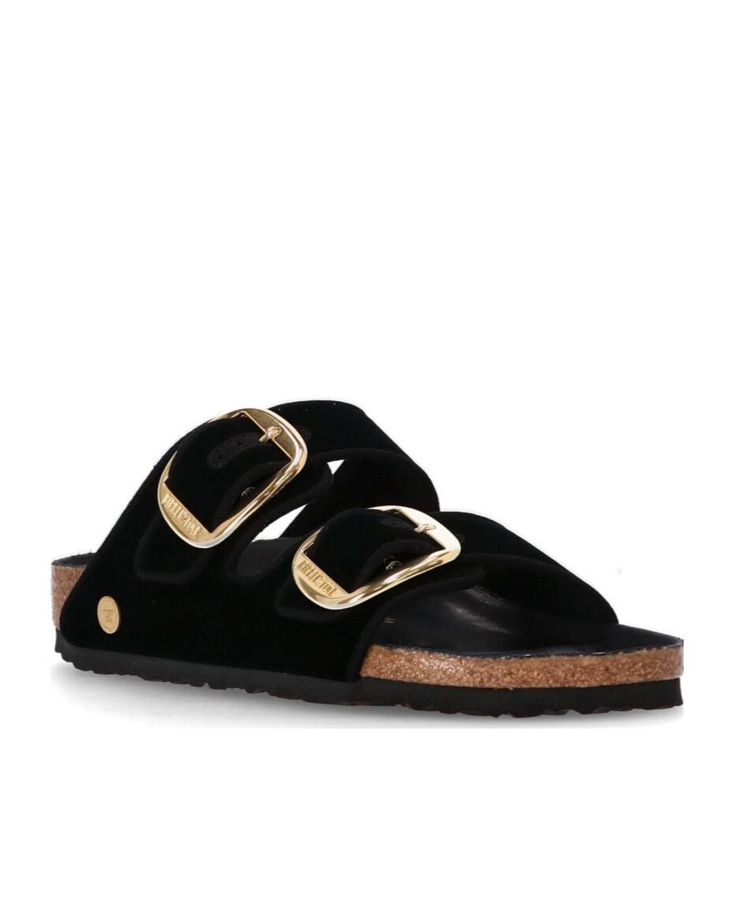 Birkenstock Black Double Buckle Slip-On Velvet Sandals