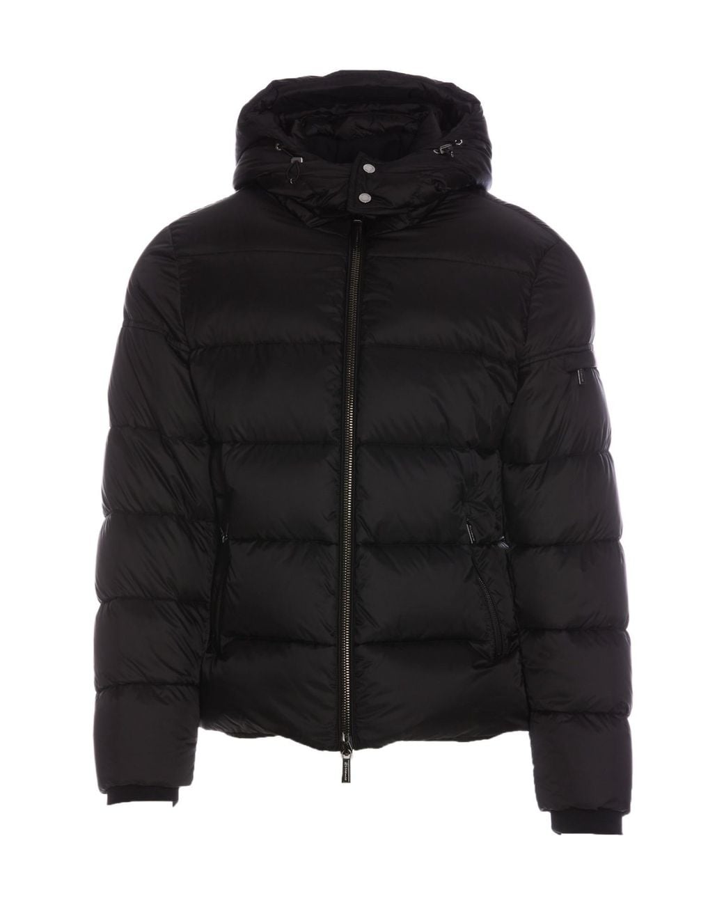 Moorer Black Brett-Sh Hooded Zipped Down Jacket for men