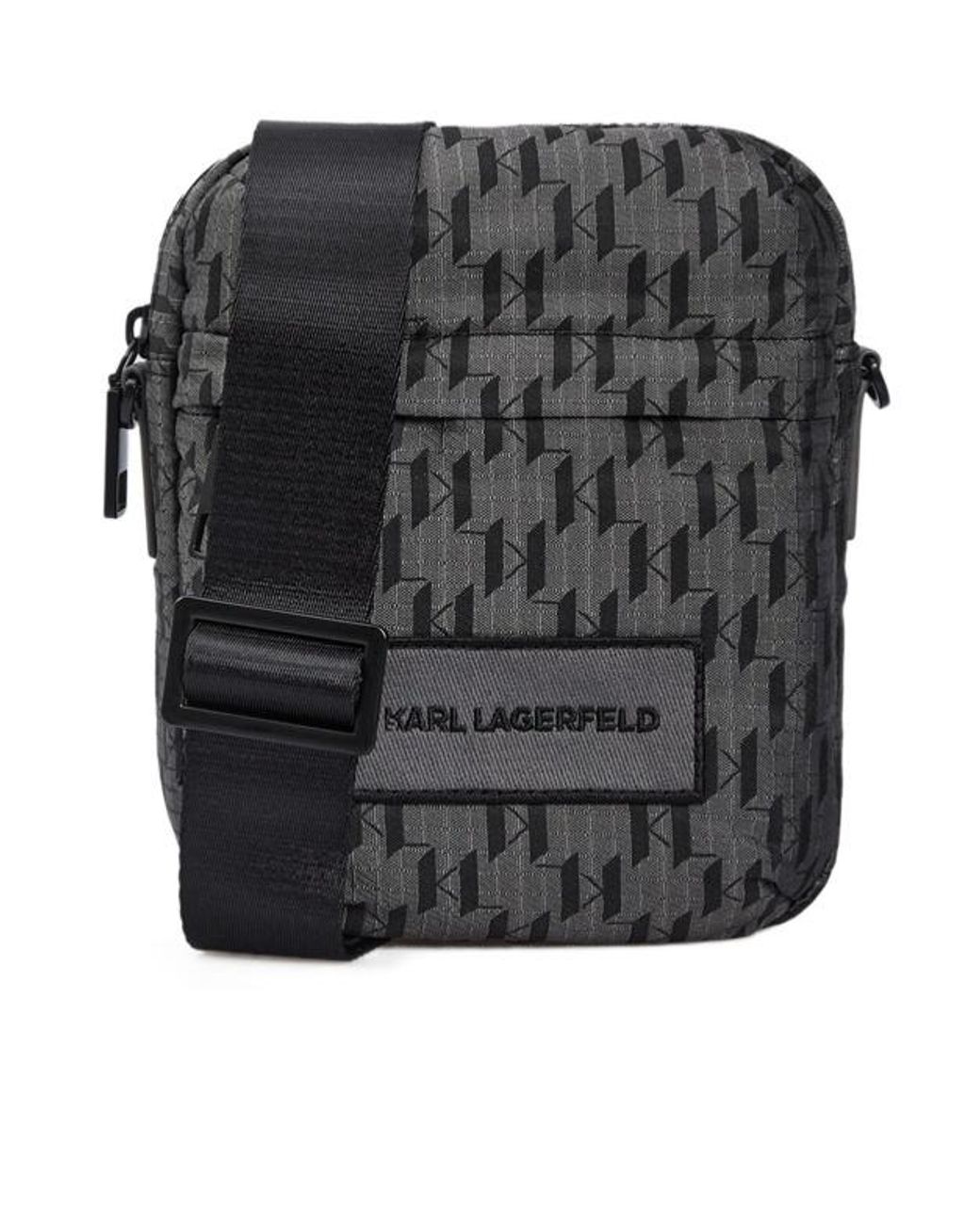 Karl Lagerfeld Black Zippered Shoulder Bag for men