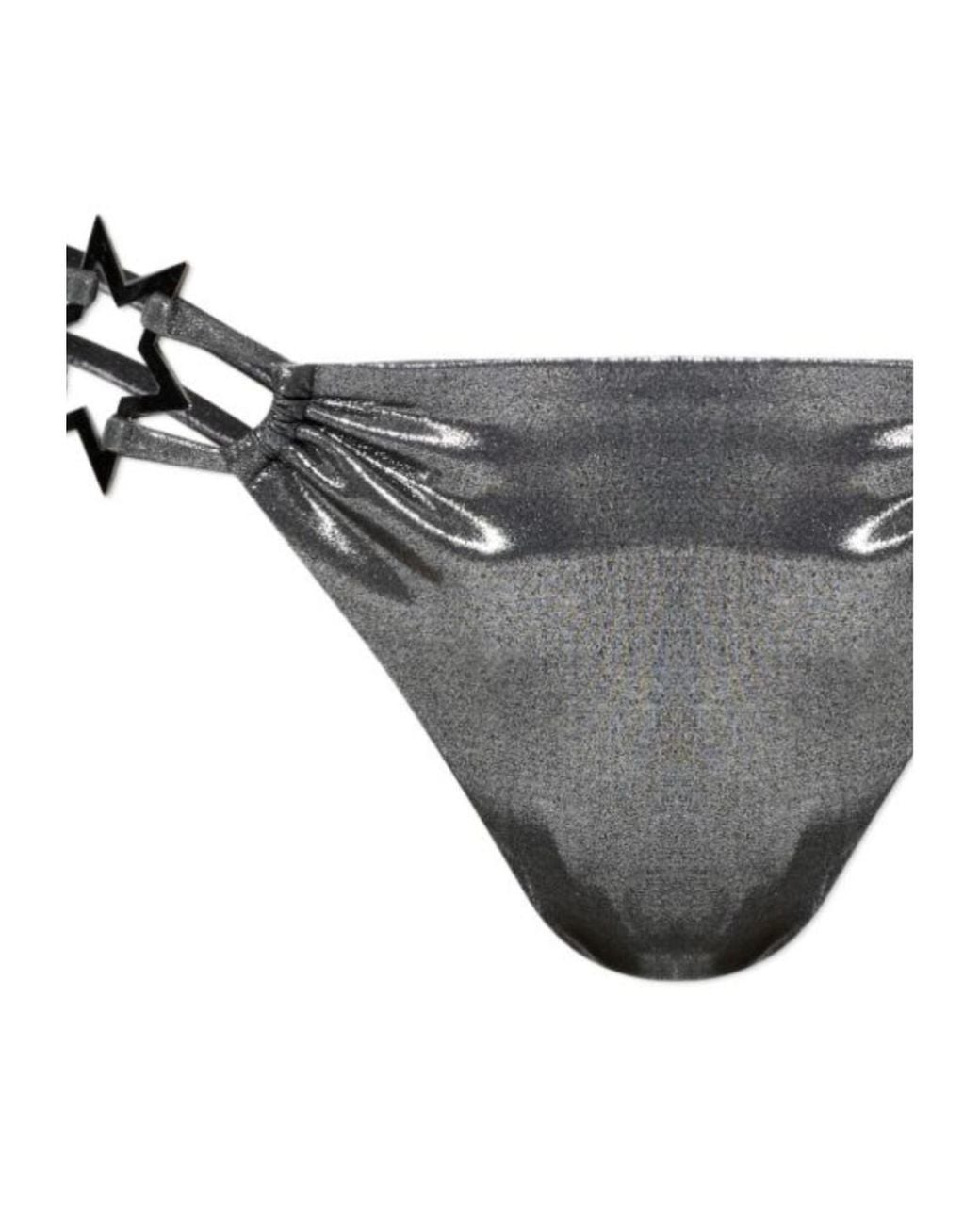 M I S B H V Gray Star-Appliqué Bikini Bottoms