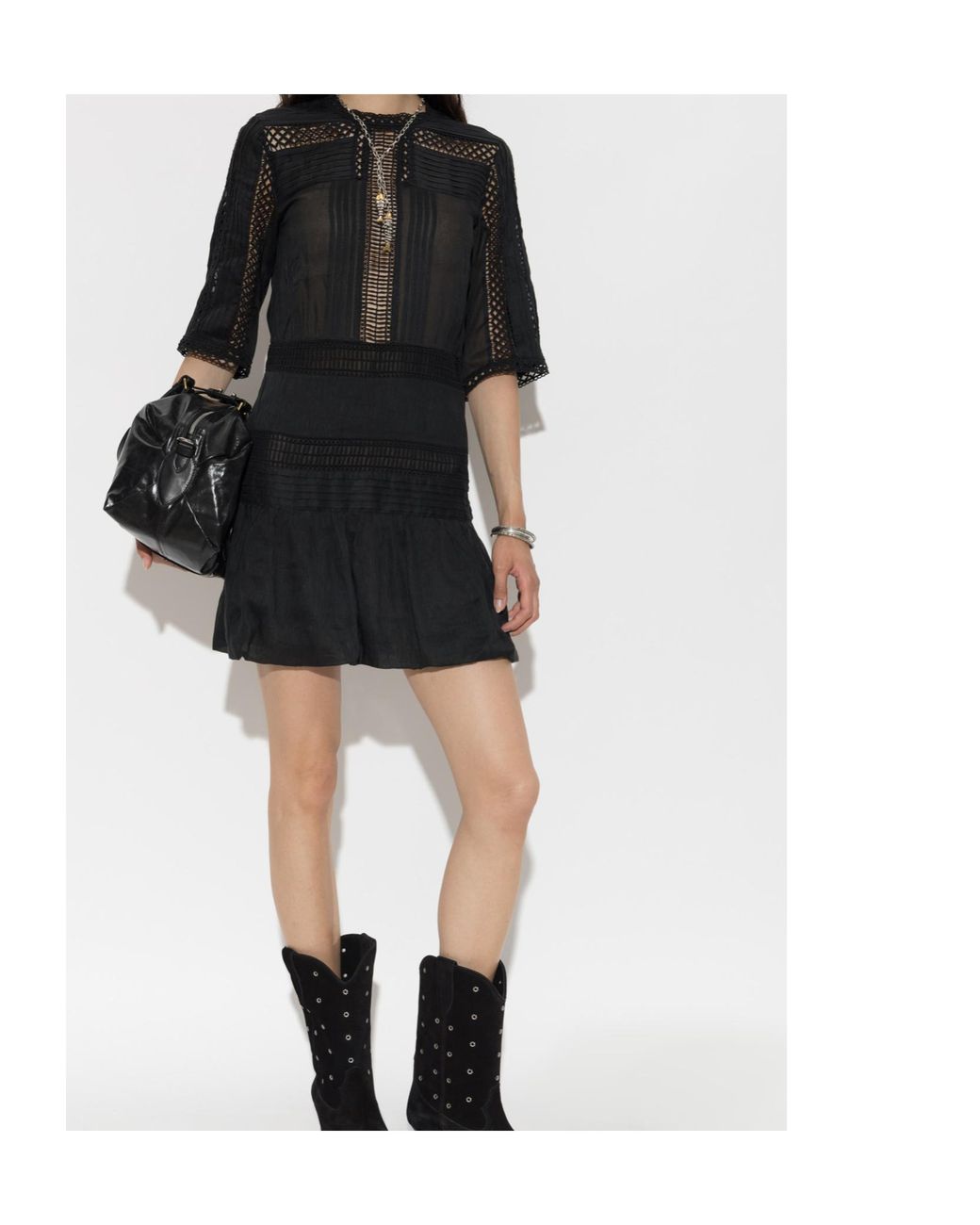 Isabel Marant Black Isabel Marant Étoile Paige Lace-Trim Mini Dress