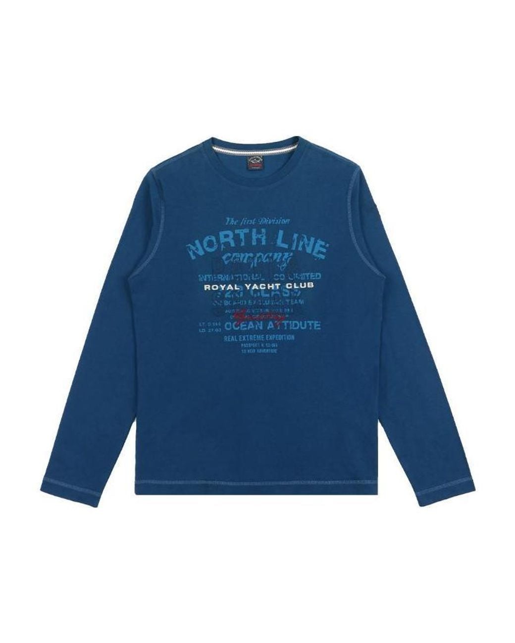 Paul & Shark Blue Logo Print Long-Sleeve T-Shirt for men