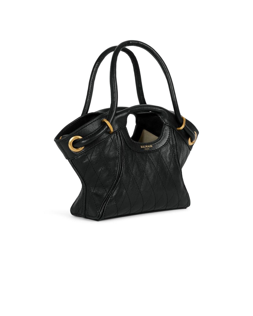 Balmain Black Quilted Small Tote Bag