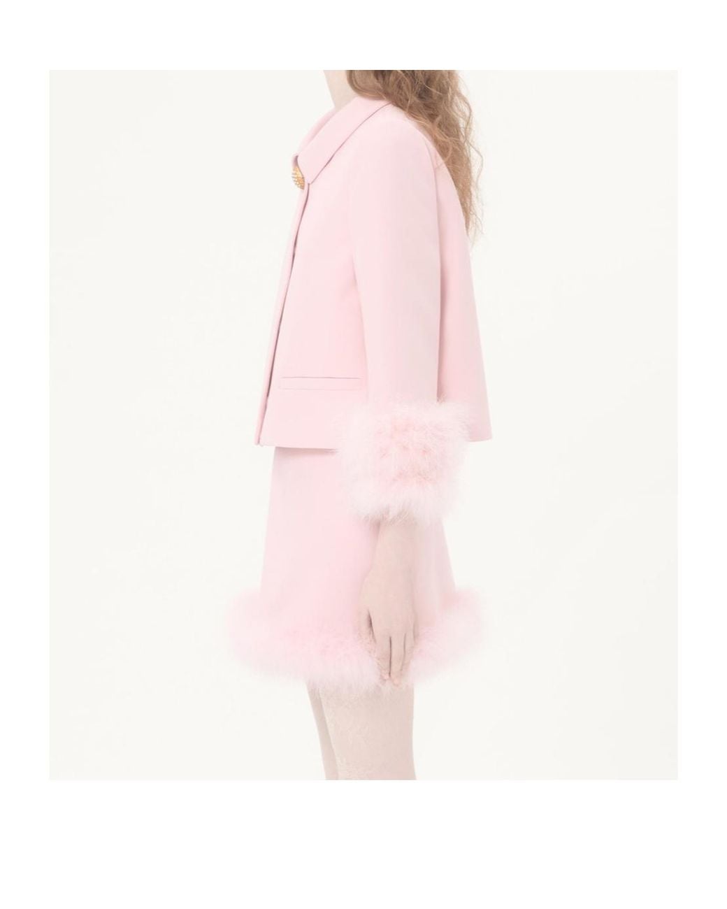 Valentino Pink Crepe Couture Jacket With Feathers