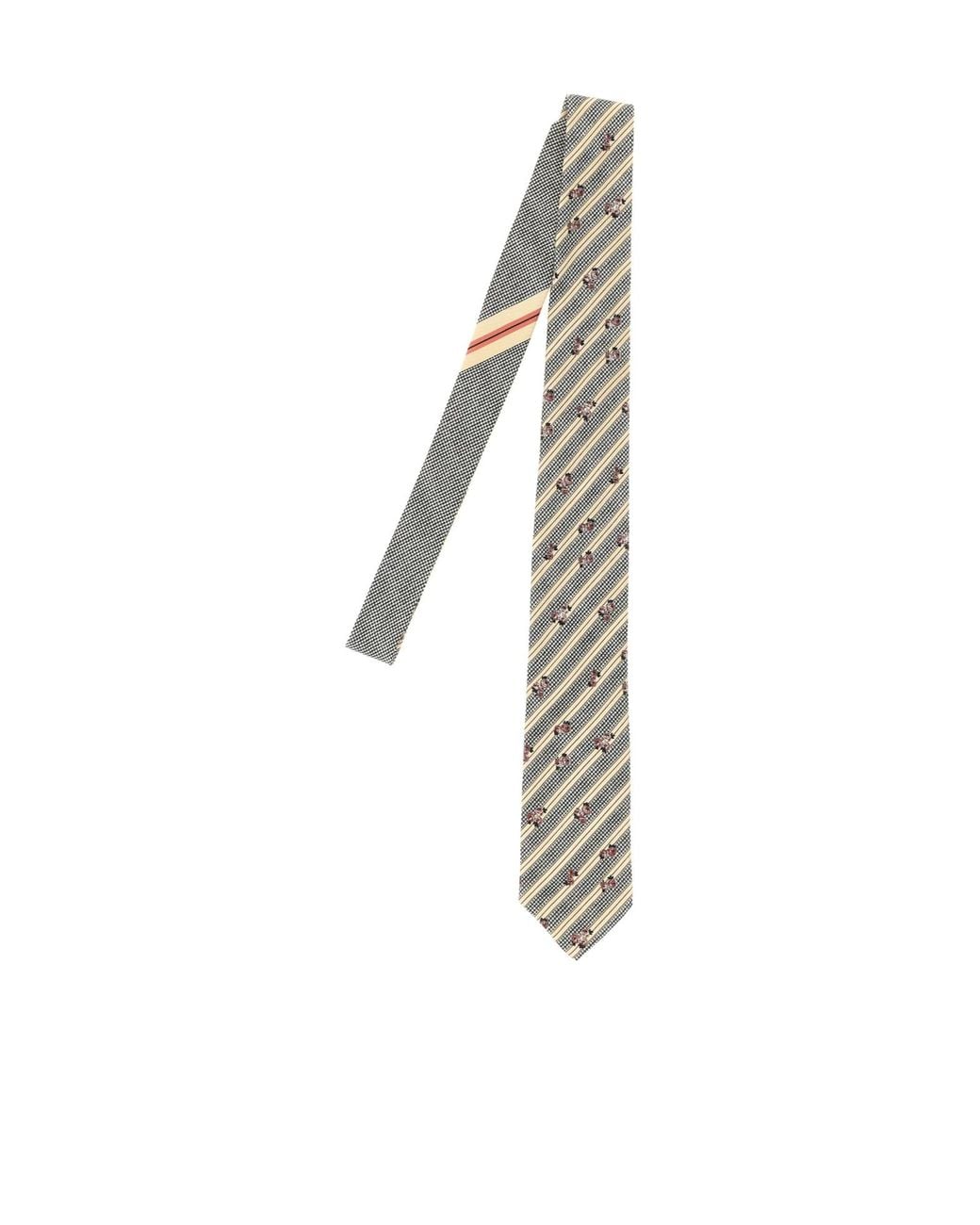 Dries Van Noten White Printed Satin Tie for men