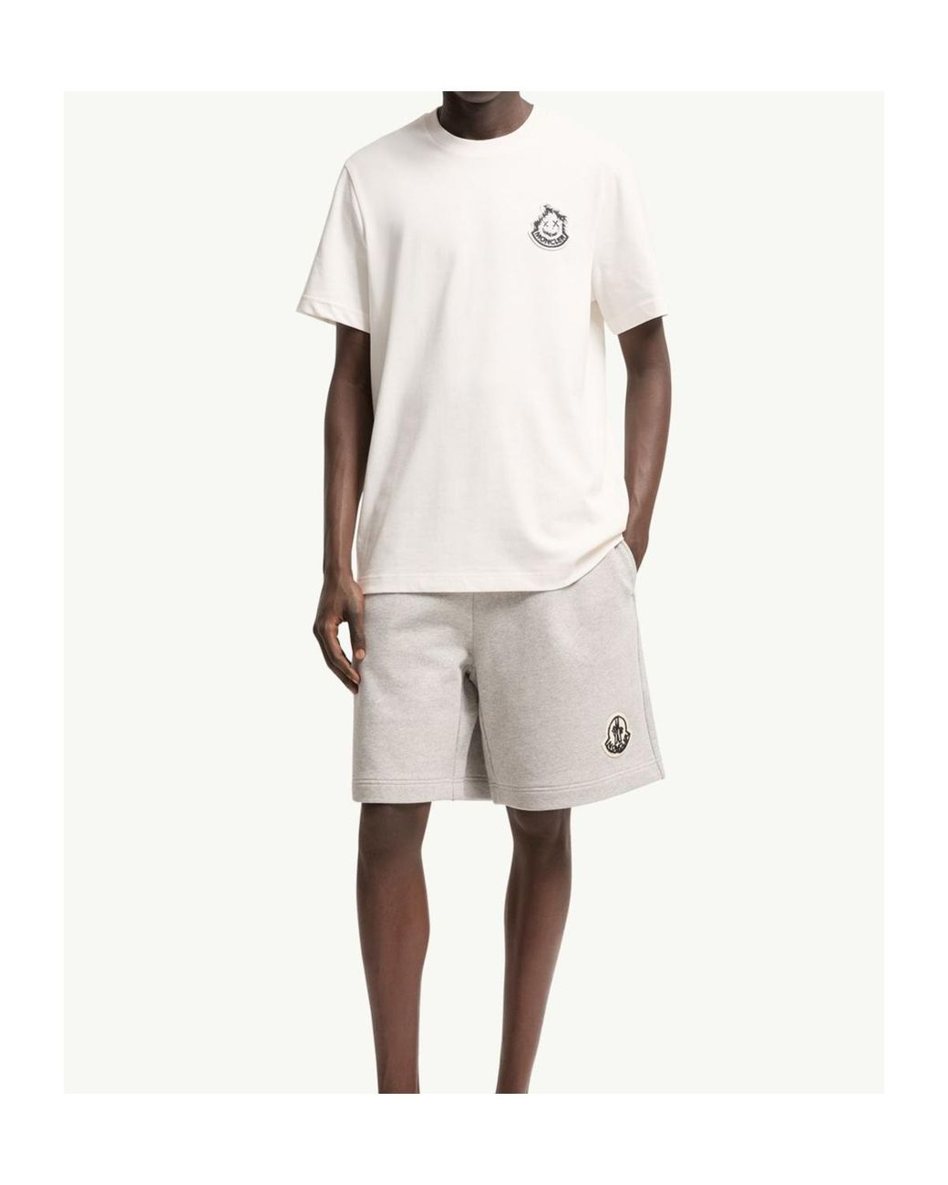Moncler White Logo Patch Crewneck T-Shirt for men