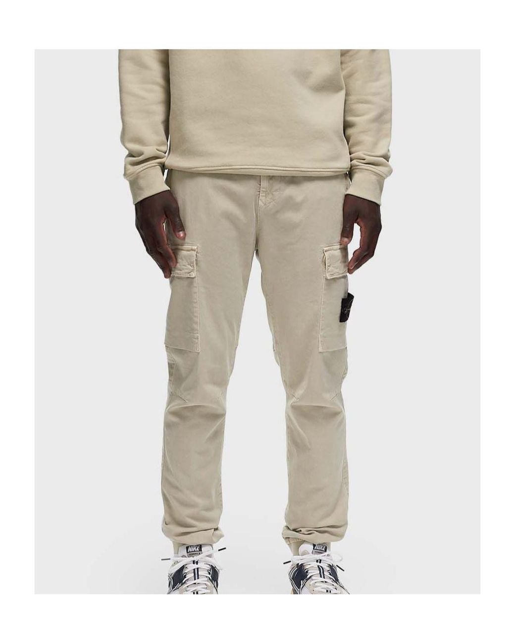 Stone Island Natural Regular Tapered Fit Cargo Pants for men