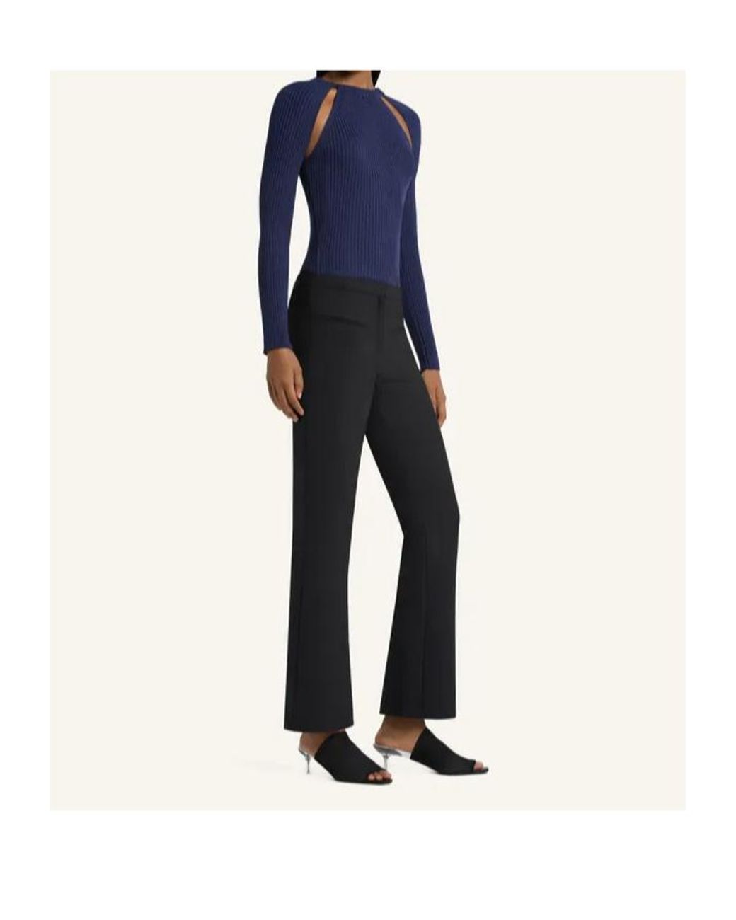 Courreges Blue Ribbed-Knit Cut-Out T-Shirt