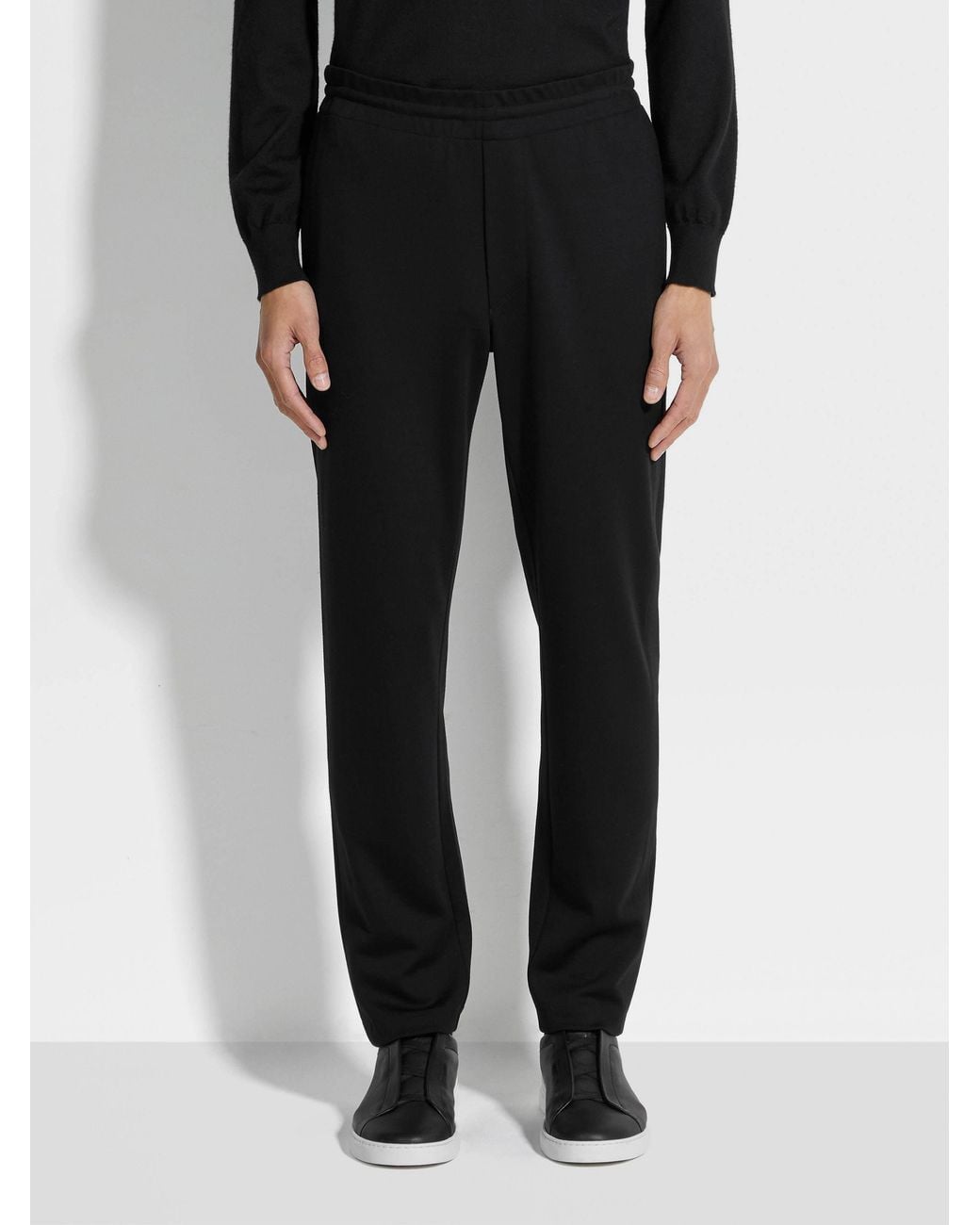 Zegna Black Wool Track Trousers for men