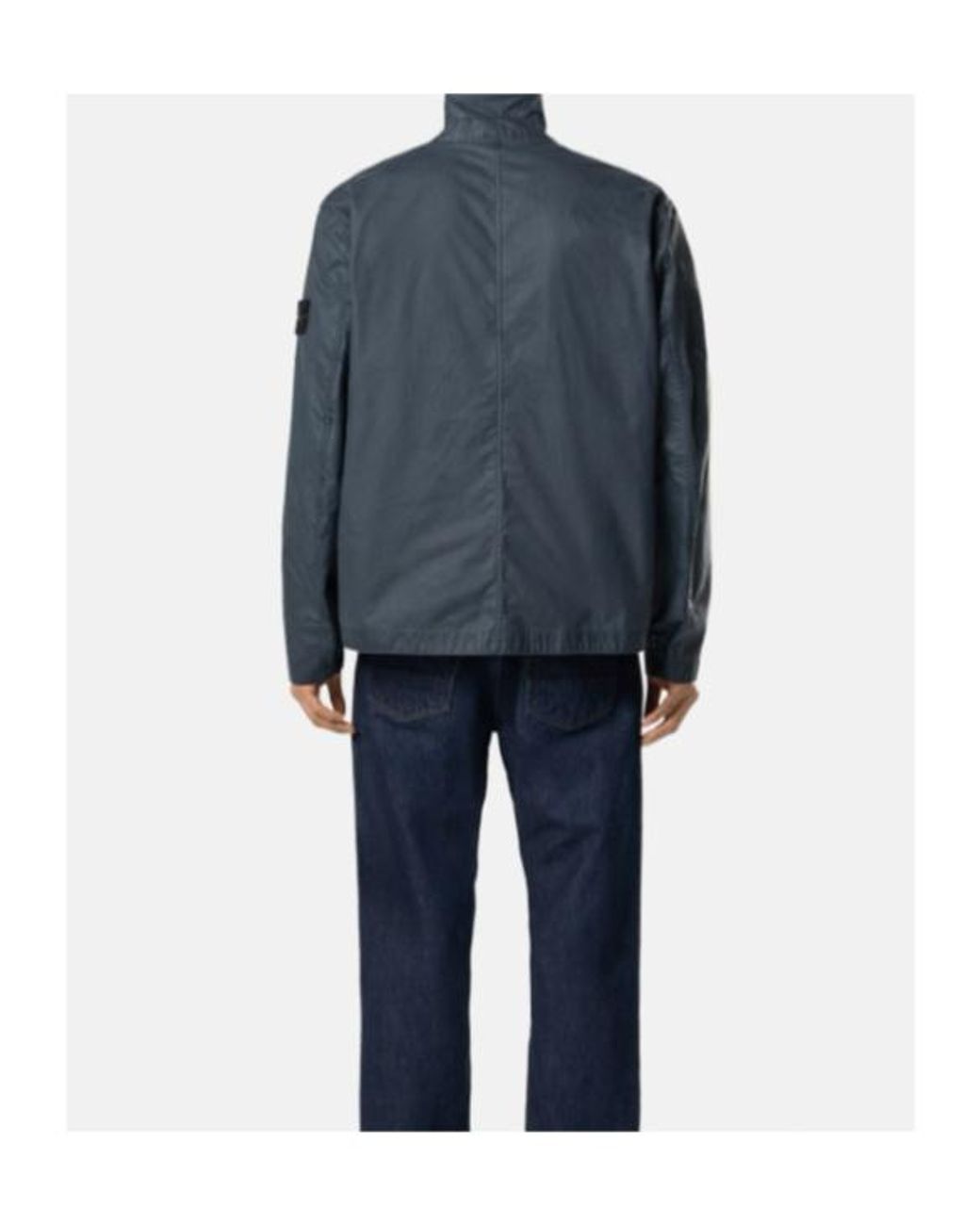 Stone Island Blue Logo Patch Buttoned Jacket for men