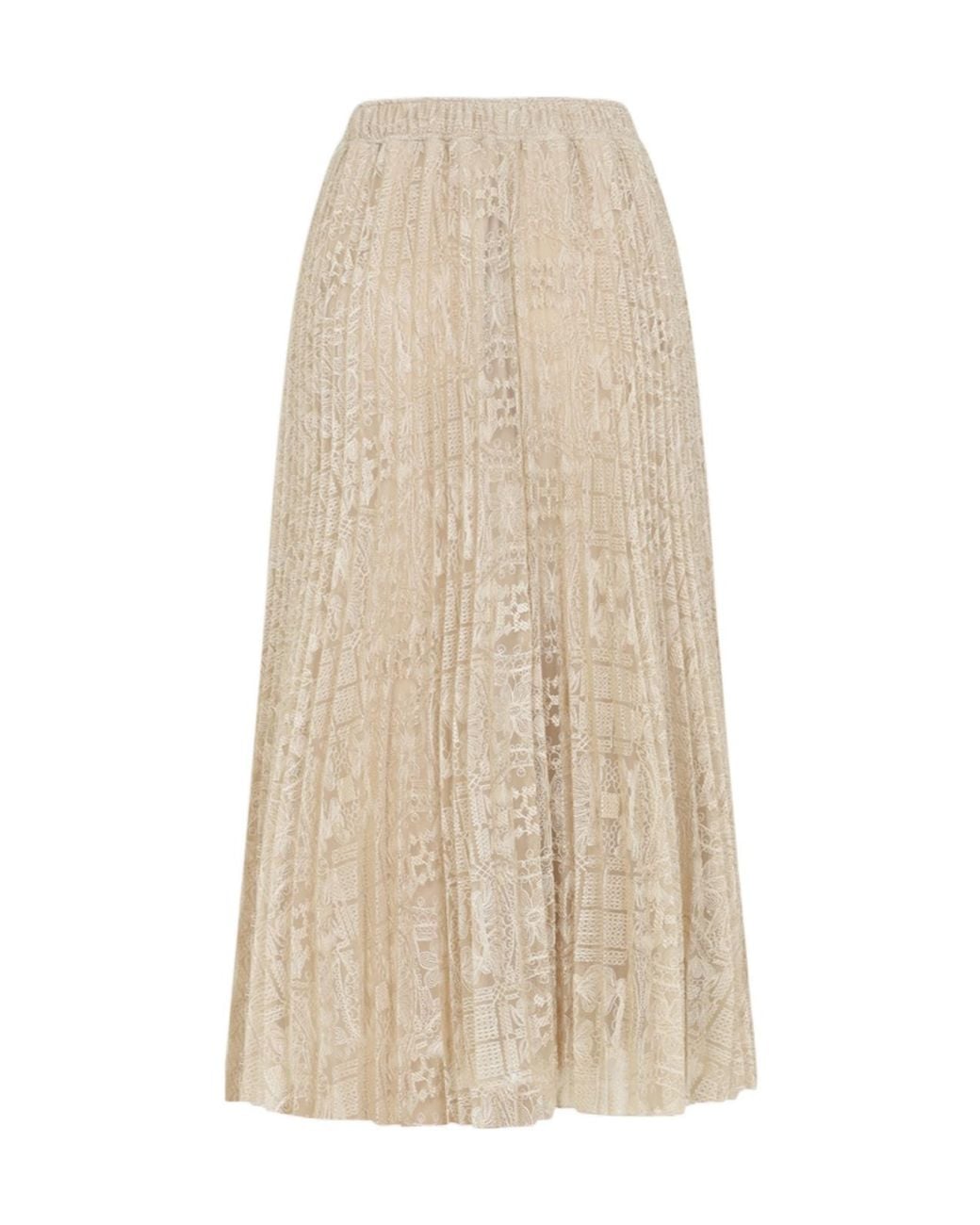 Ermanno Scervino Natural Lace Midi Skirt