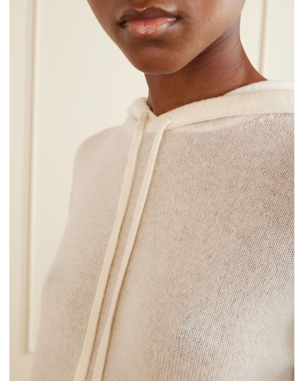 ÉTERNE White Embellished Cashmere Hoodie