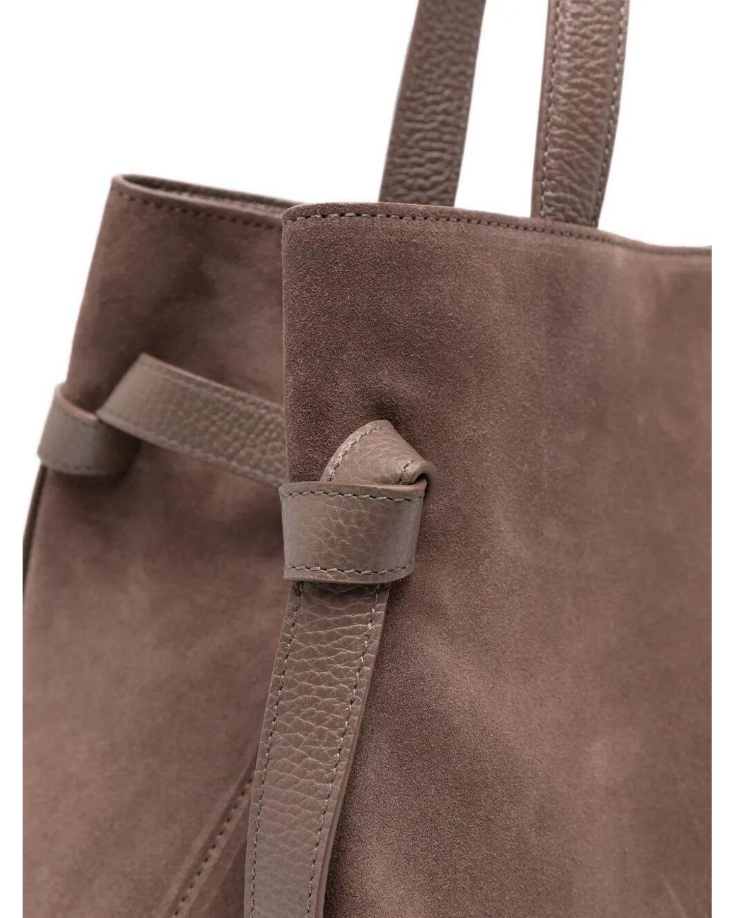 Yuzefi Brown Gyoza Suede Knotted-Strap Tote Bag