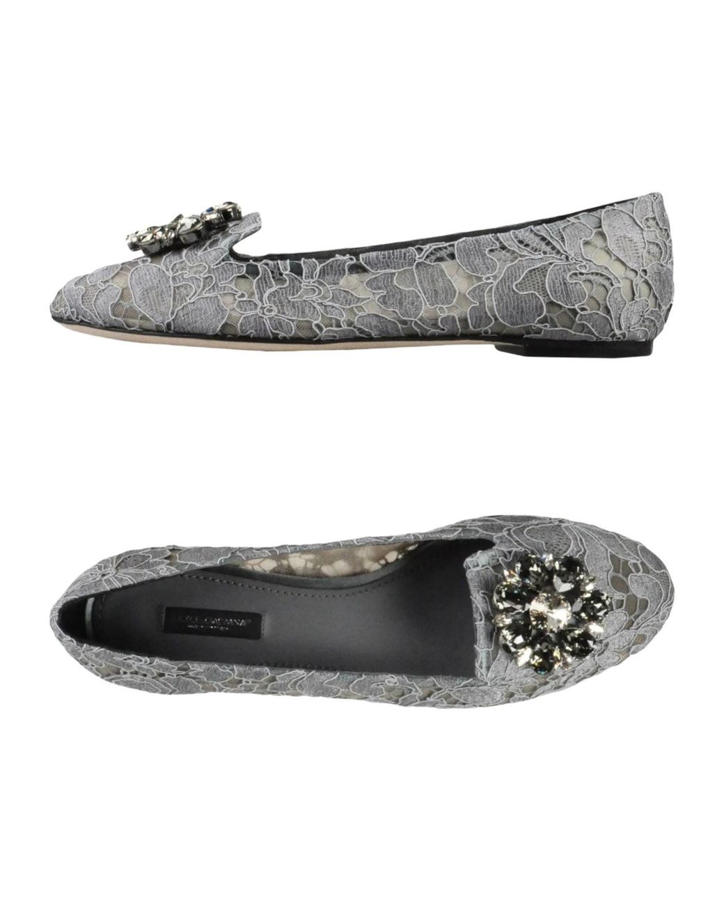 Dolce & Gabbana Gray Lace Print Loafers
