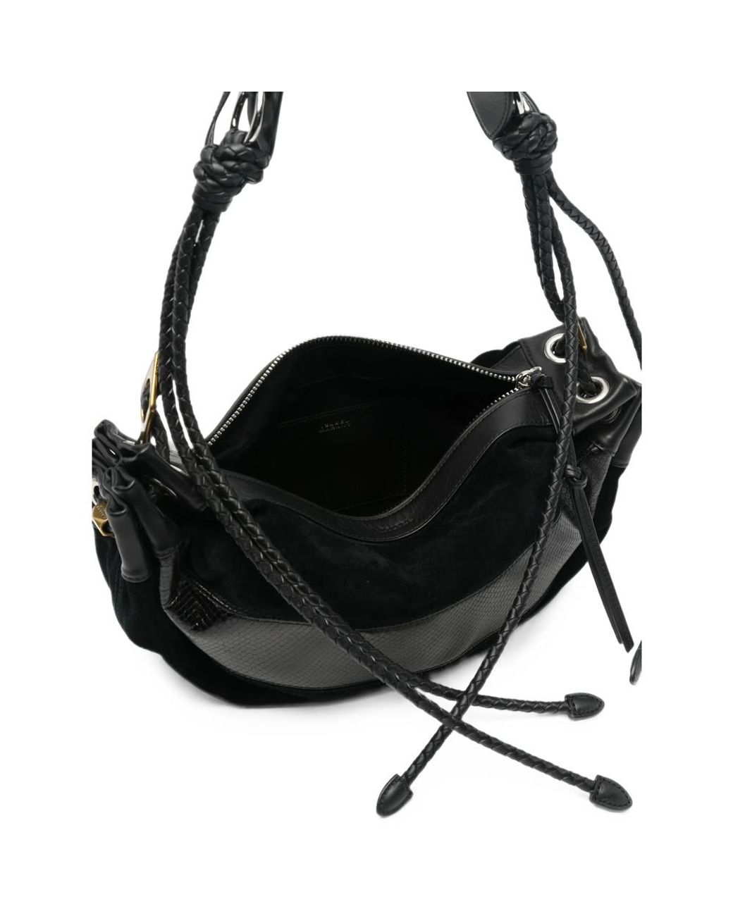 Isabel Marant Black Medium Maia Braided-Strap Panelled Shoulder Bag