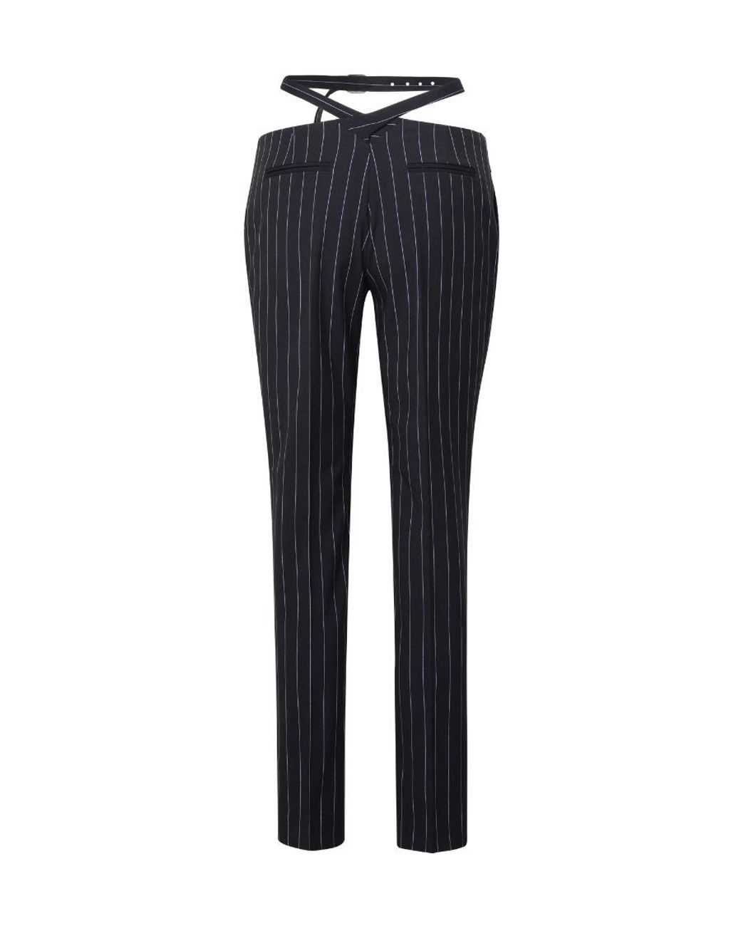 The Attico Blue The Cut-Out Waist Striped Pants