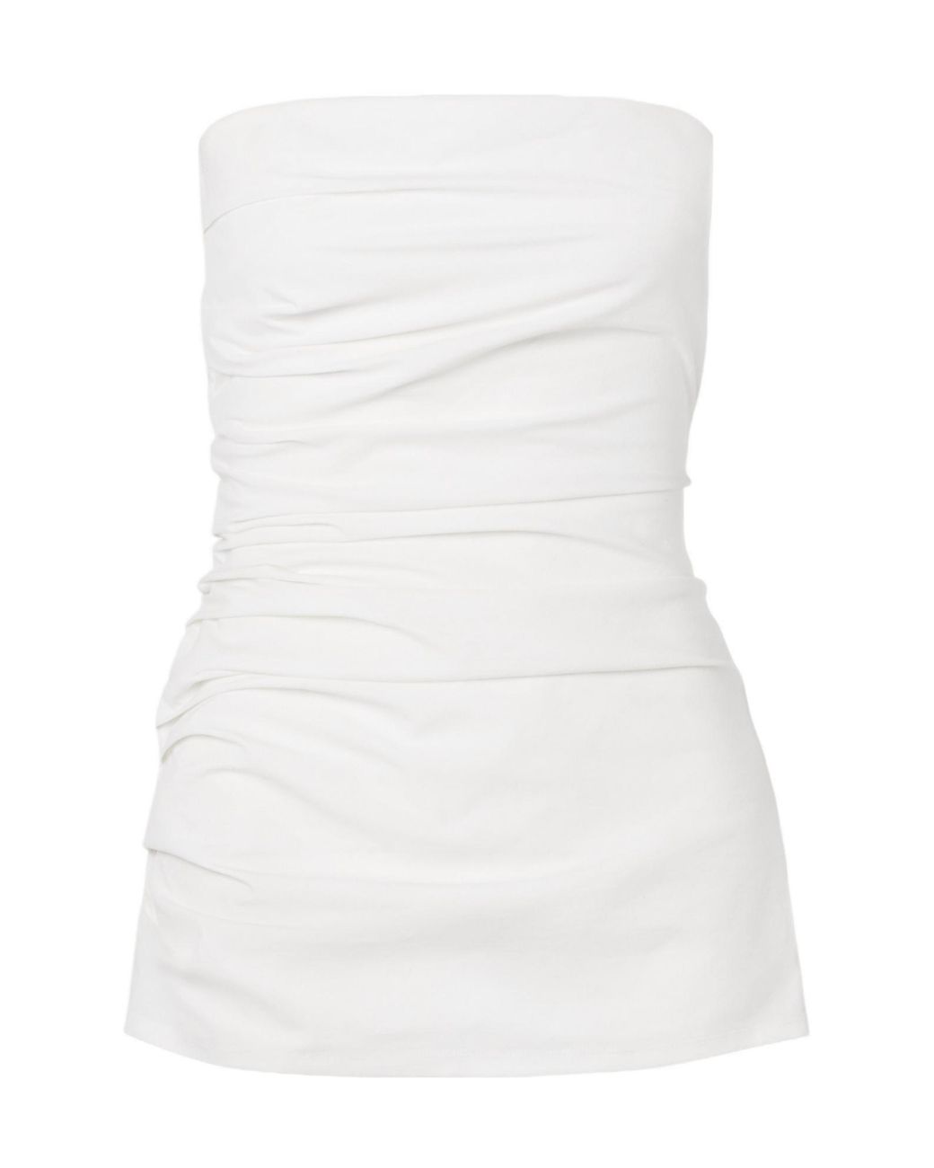 Proenza Schouler White Lena Strapless Gathered Cotton-Blend Poplin Top