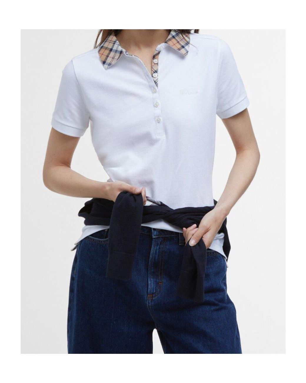 Barbour White Short-Sleeved Button-Front Polo Shirt