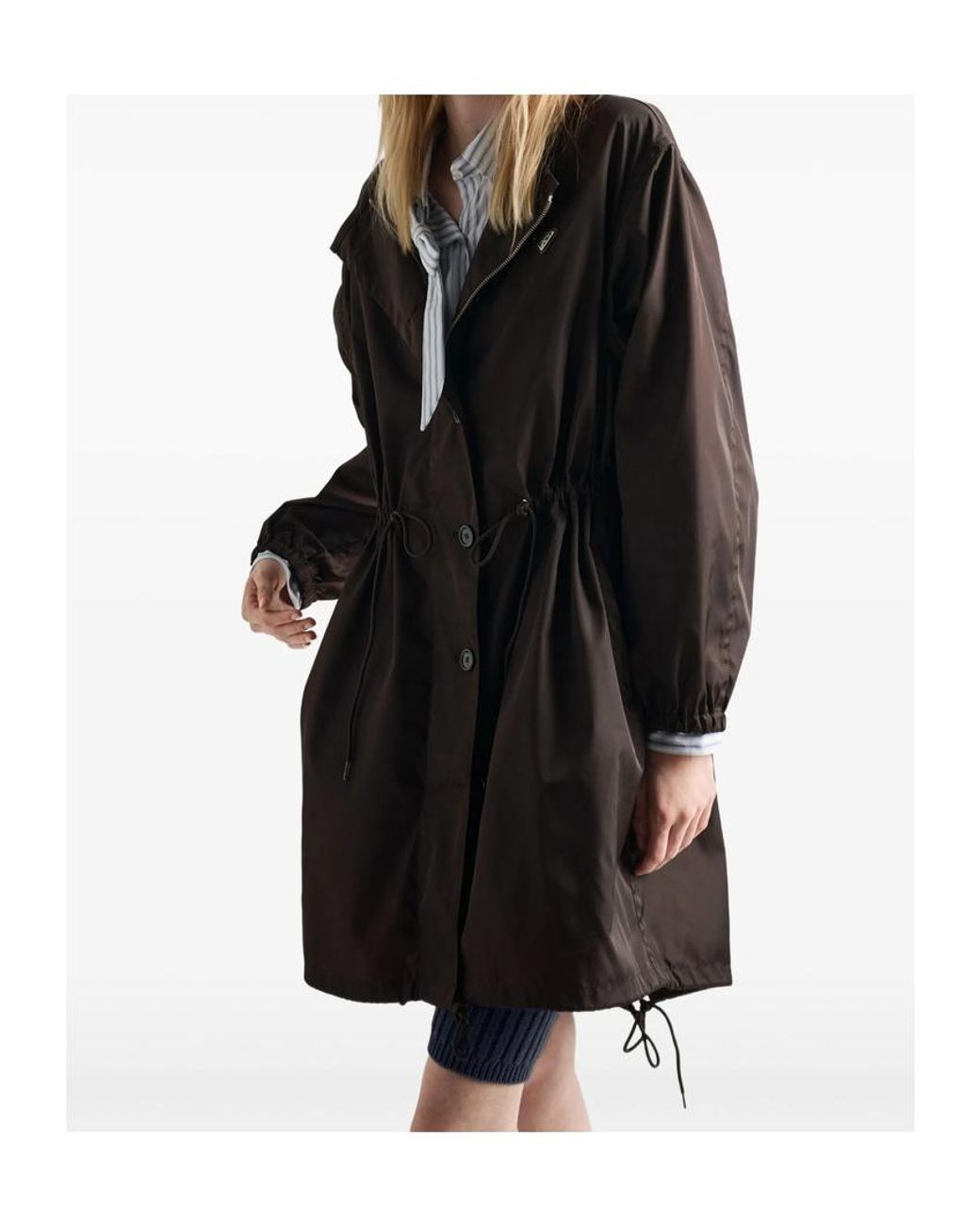 Prada Black Re-Nylon Buttoned Raincoat