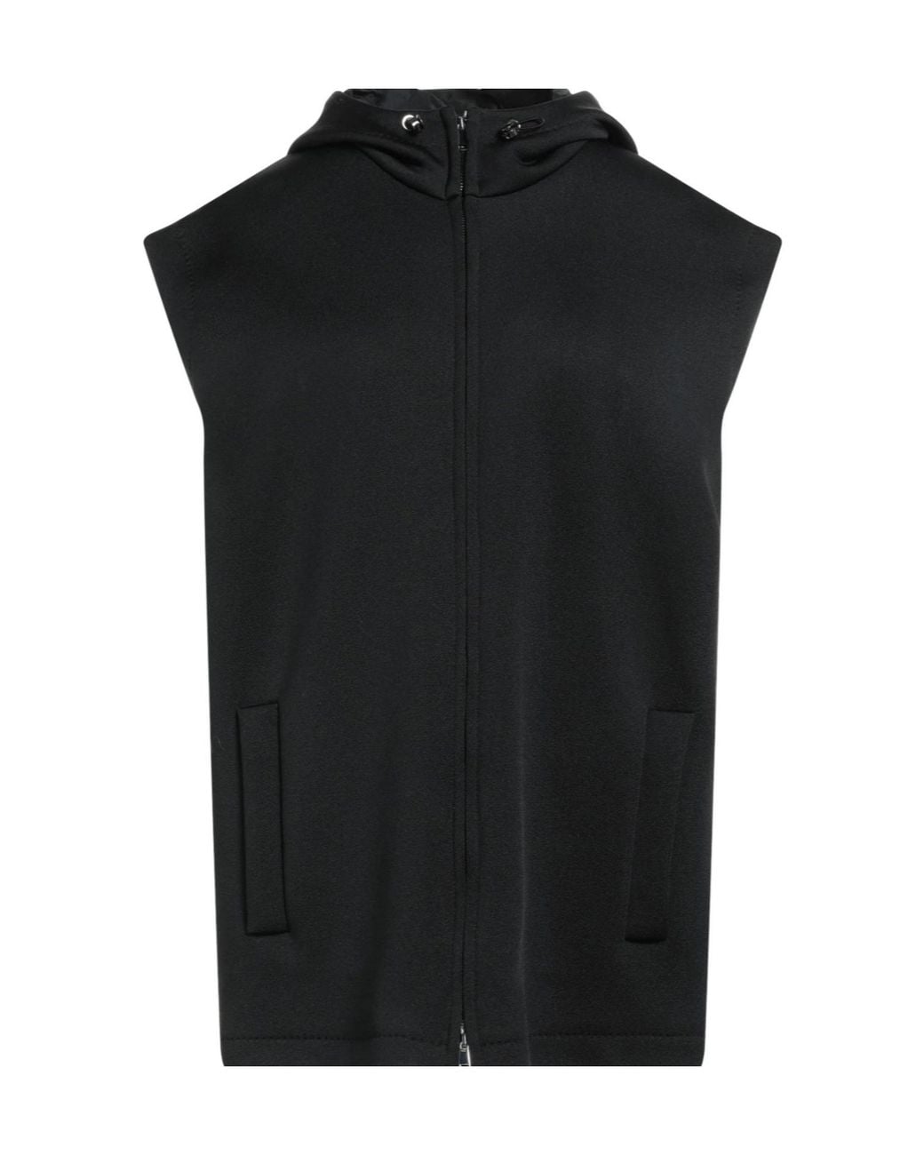 Max Mara Black Minimalist Sleeveless Hooded Jacket
