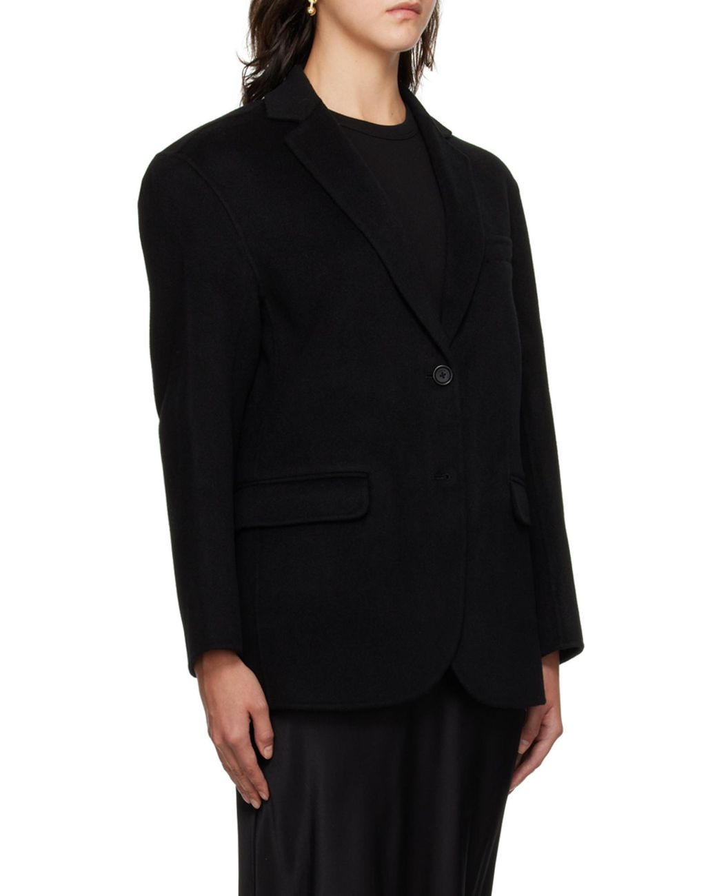Anine Bing Black Quinn Single Breasted Oversized Blazer
