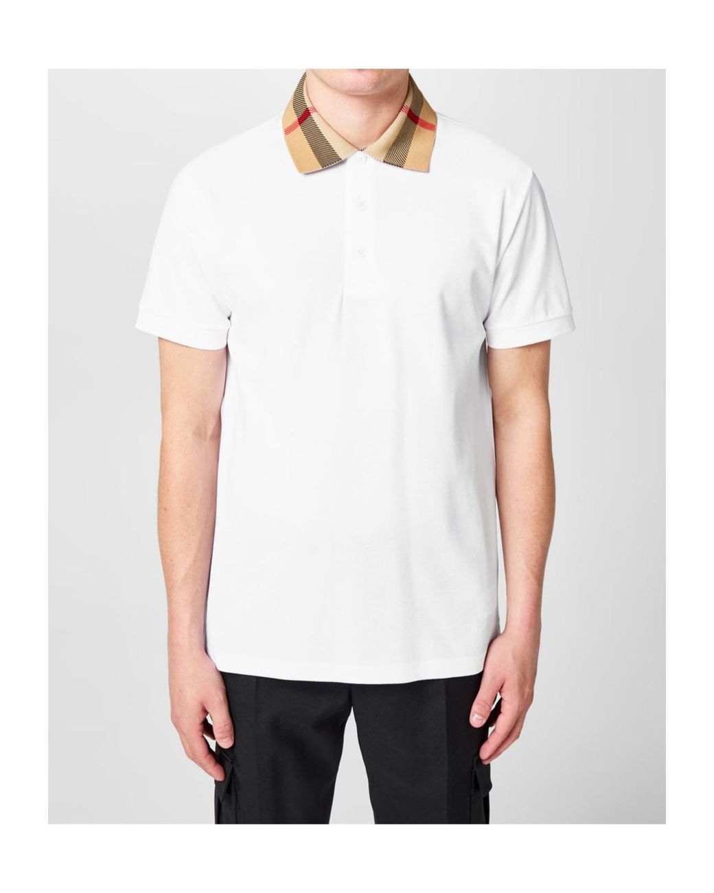 Burberry White Logo Polo Shirt for men