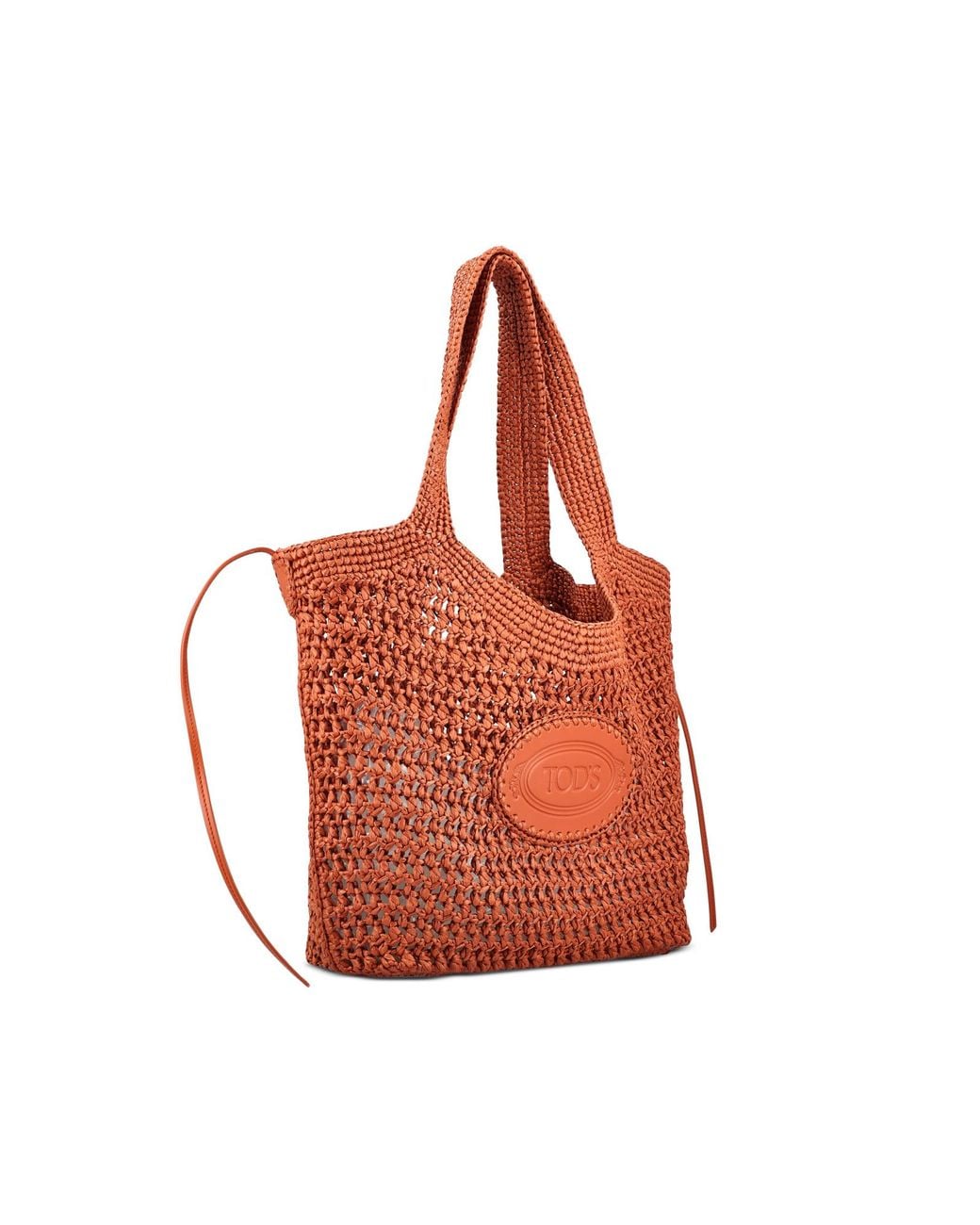 Tod's Red Woven Logo Raffia Shoulder Bag